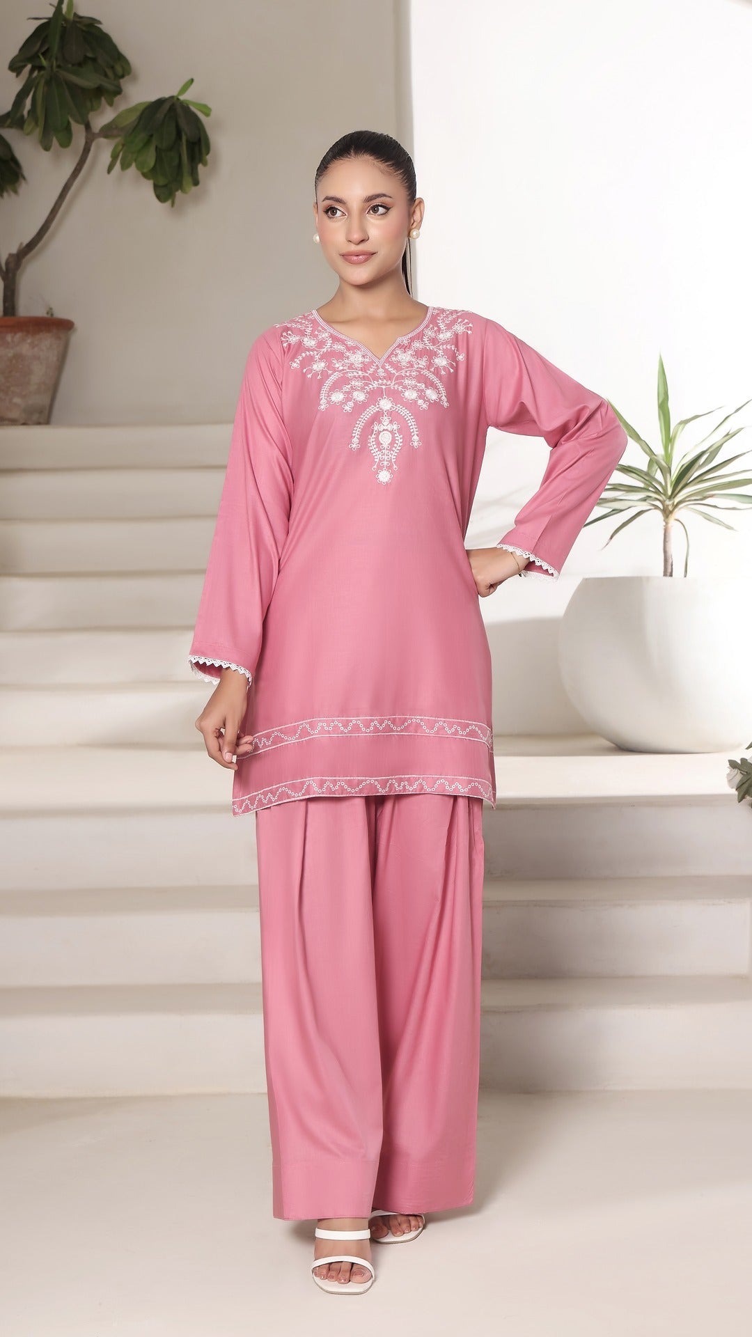 TWIN- 2PC COTTON COORD SET- ROSE