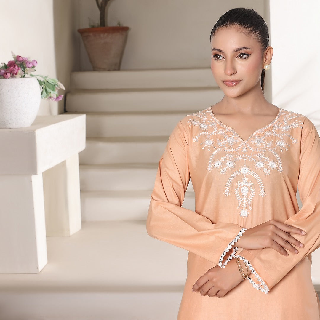 TWIN- 2PC COTTON COORD SET- PEACH