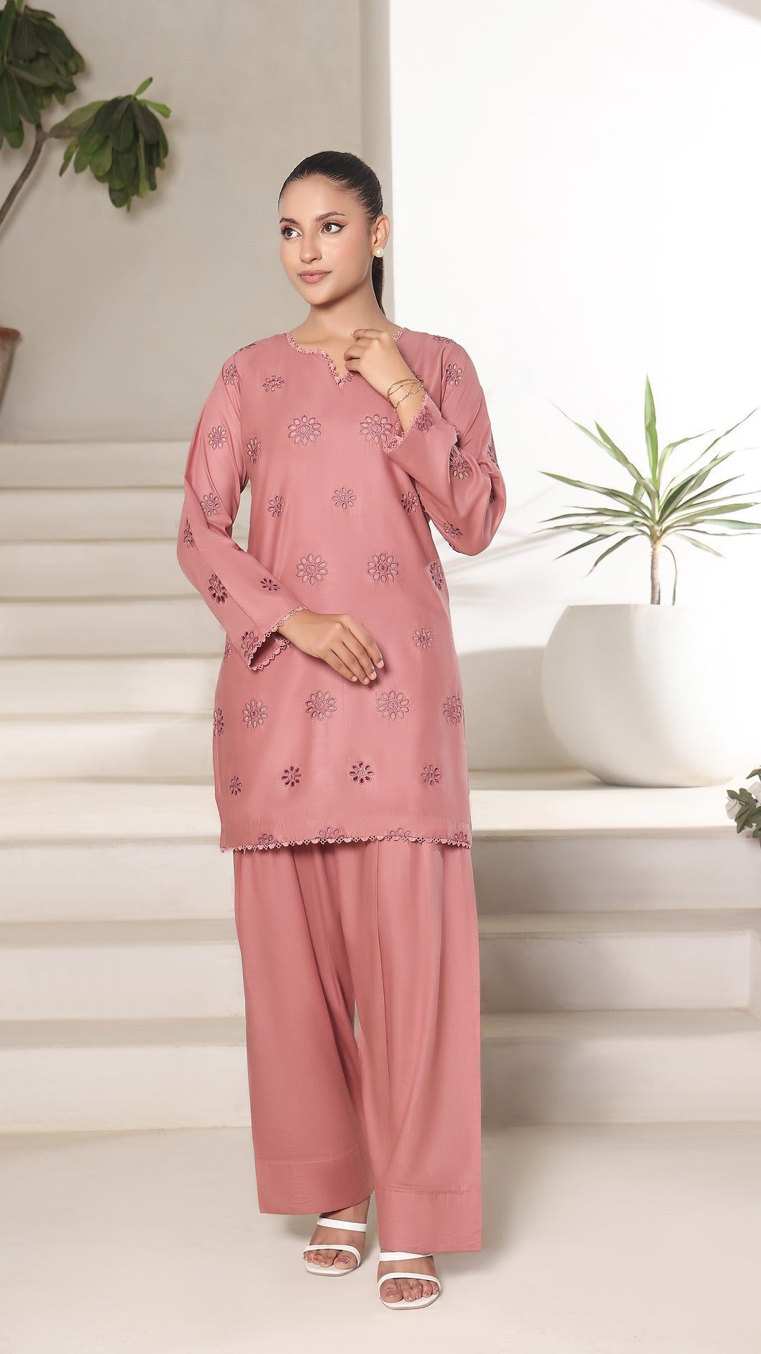 FLORA- 2PC COTTON COORD SET- TEA PINK