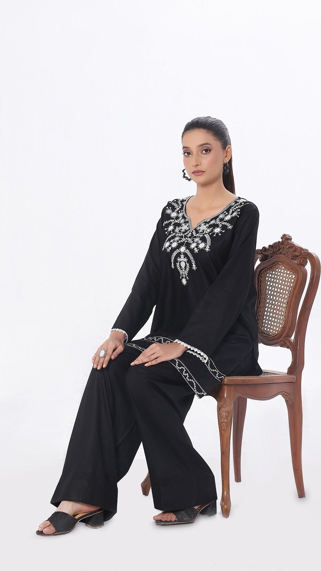 TWIN- 2PC COTTON COORD SET- BLACK