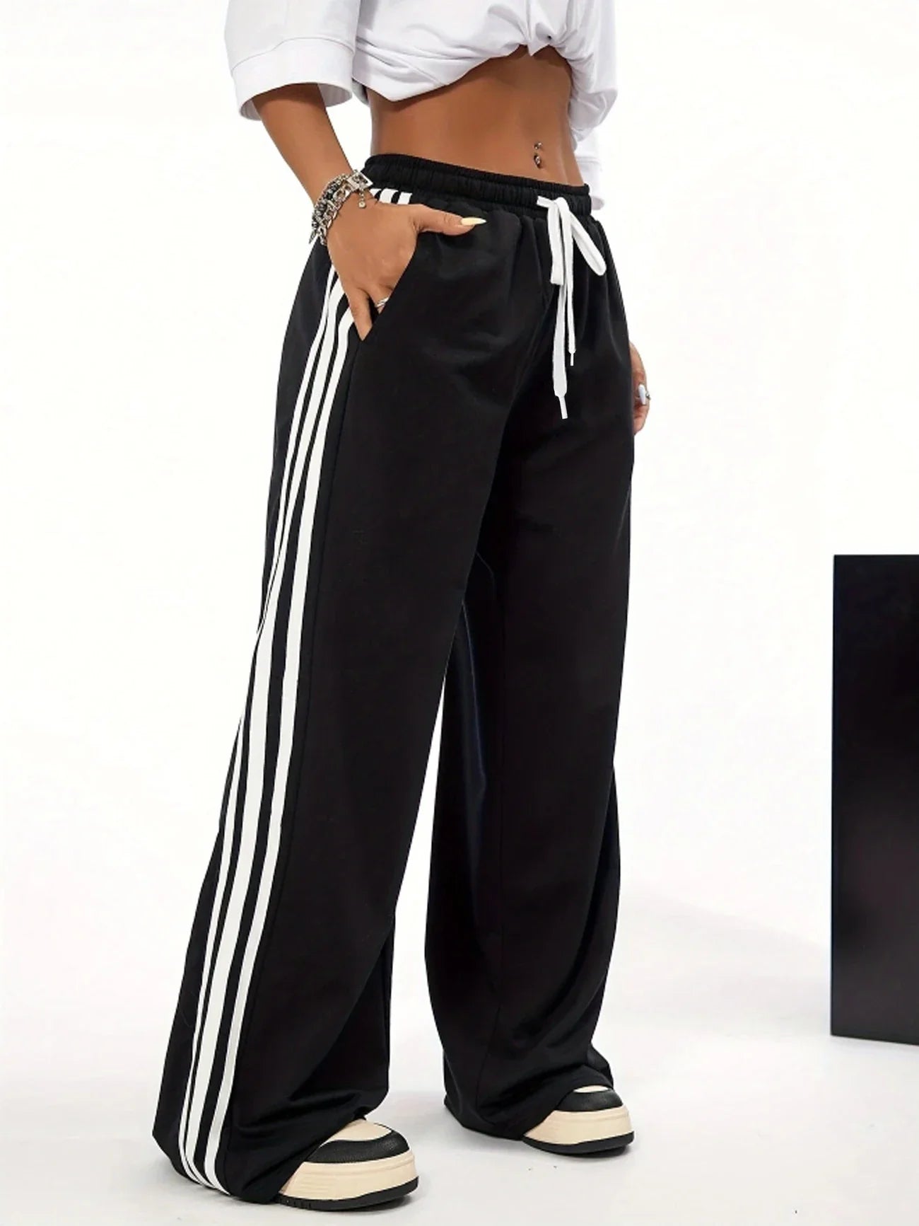 Multi Striped Wide Leg Trouser