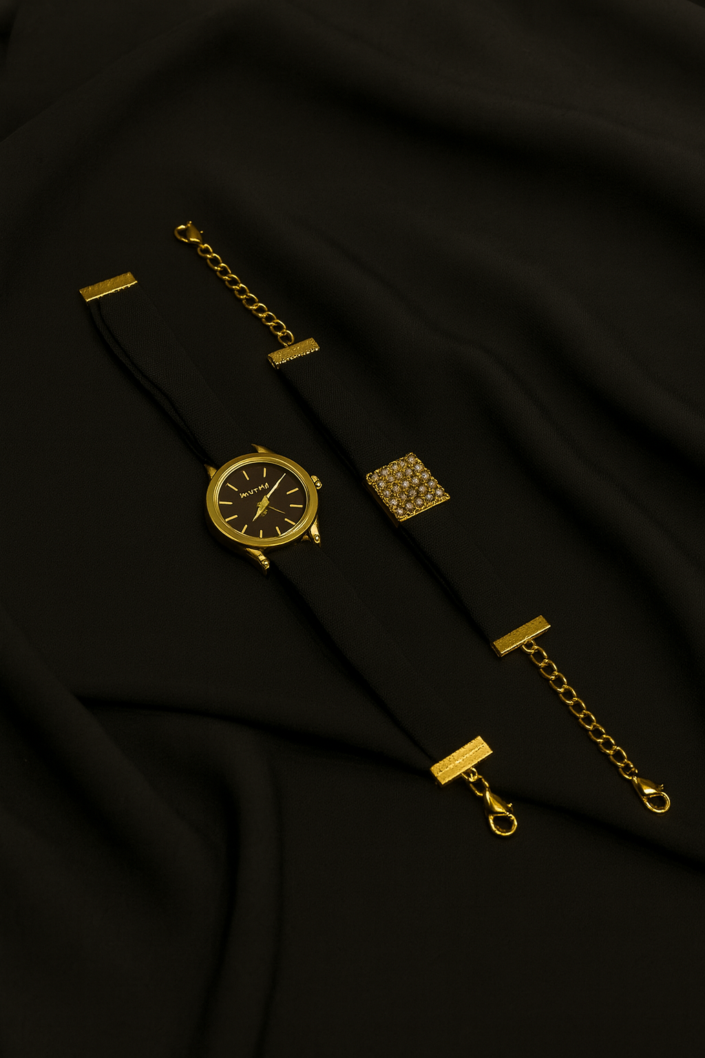 HIJAB + MATCHING WATCH + BRACELET SET- BLACK