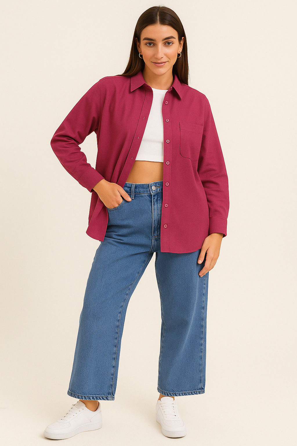 Casual Button Down Shirt - Mauve