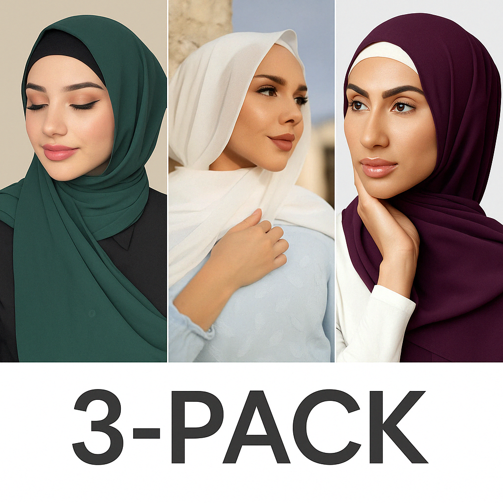 Instant Hijab (with attached cap) - Pack of 3 (Click to pick colors)