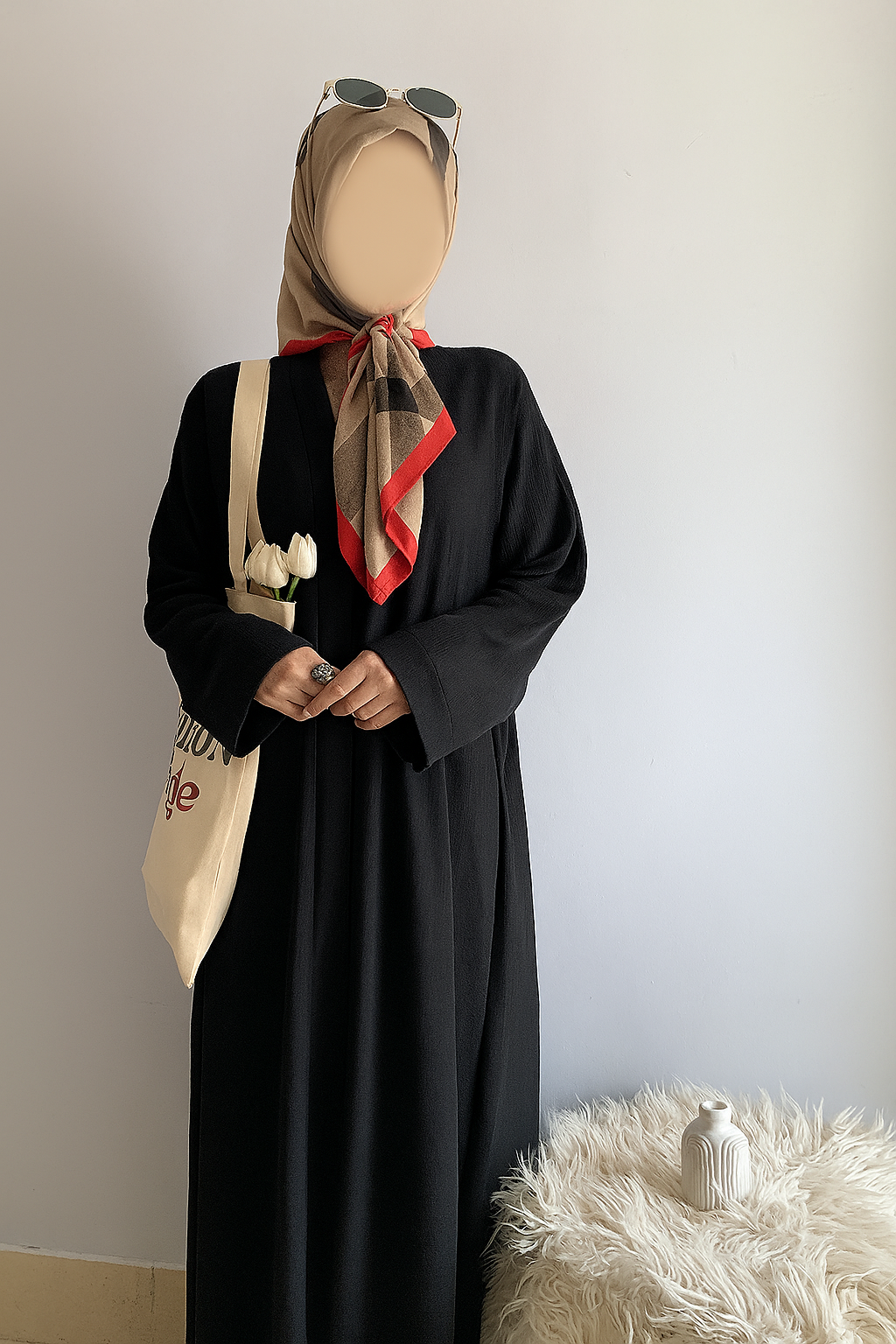 Everyday Front Open Abaya - Black