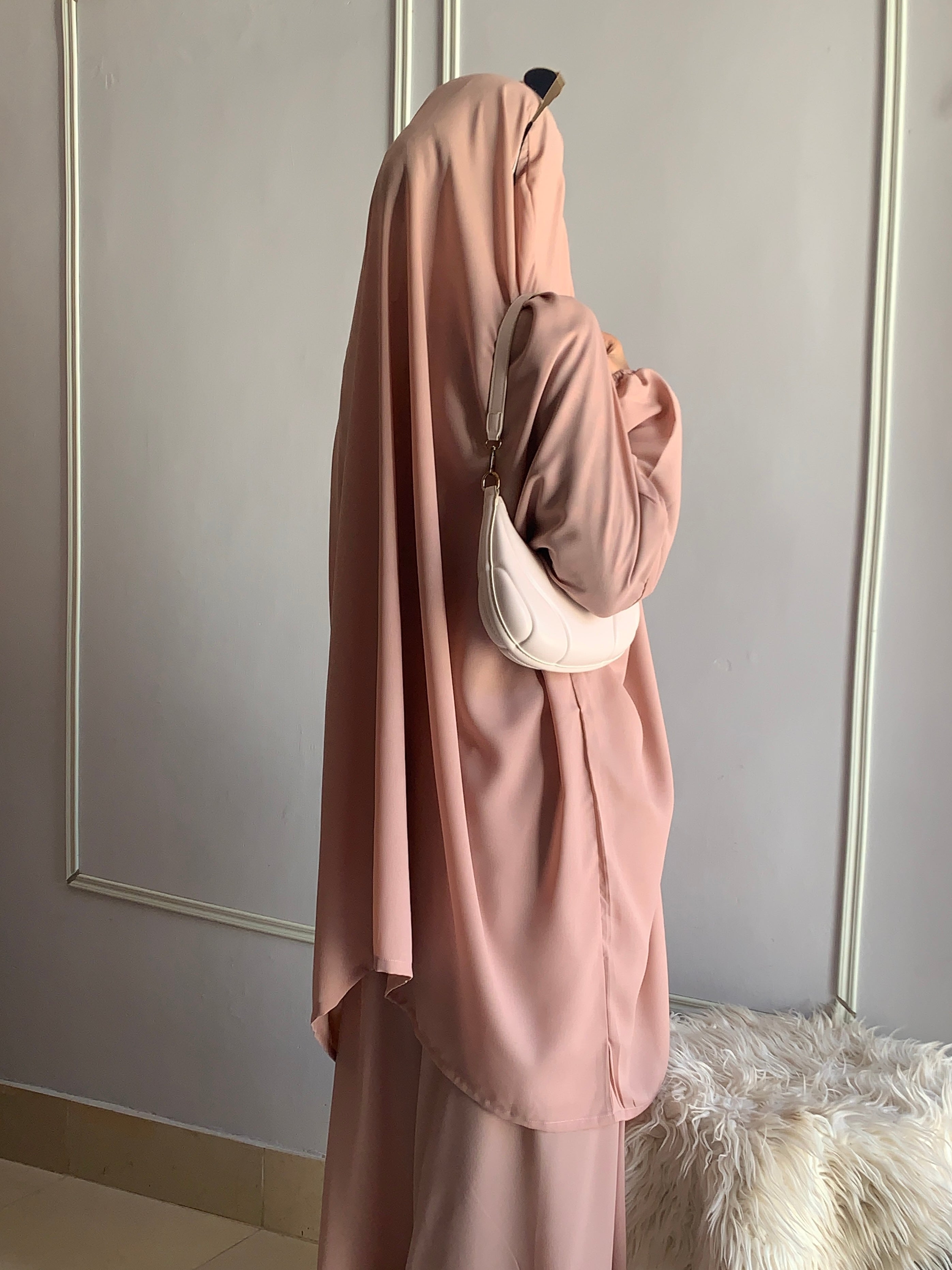 3 Piece Jilbab Set (Jilbab + Skirt + Khimar) - ROSEWOOD