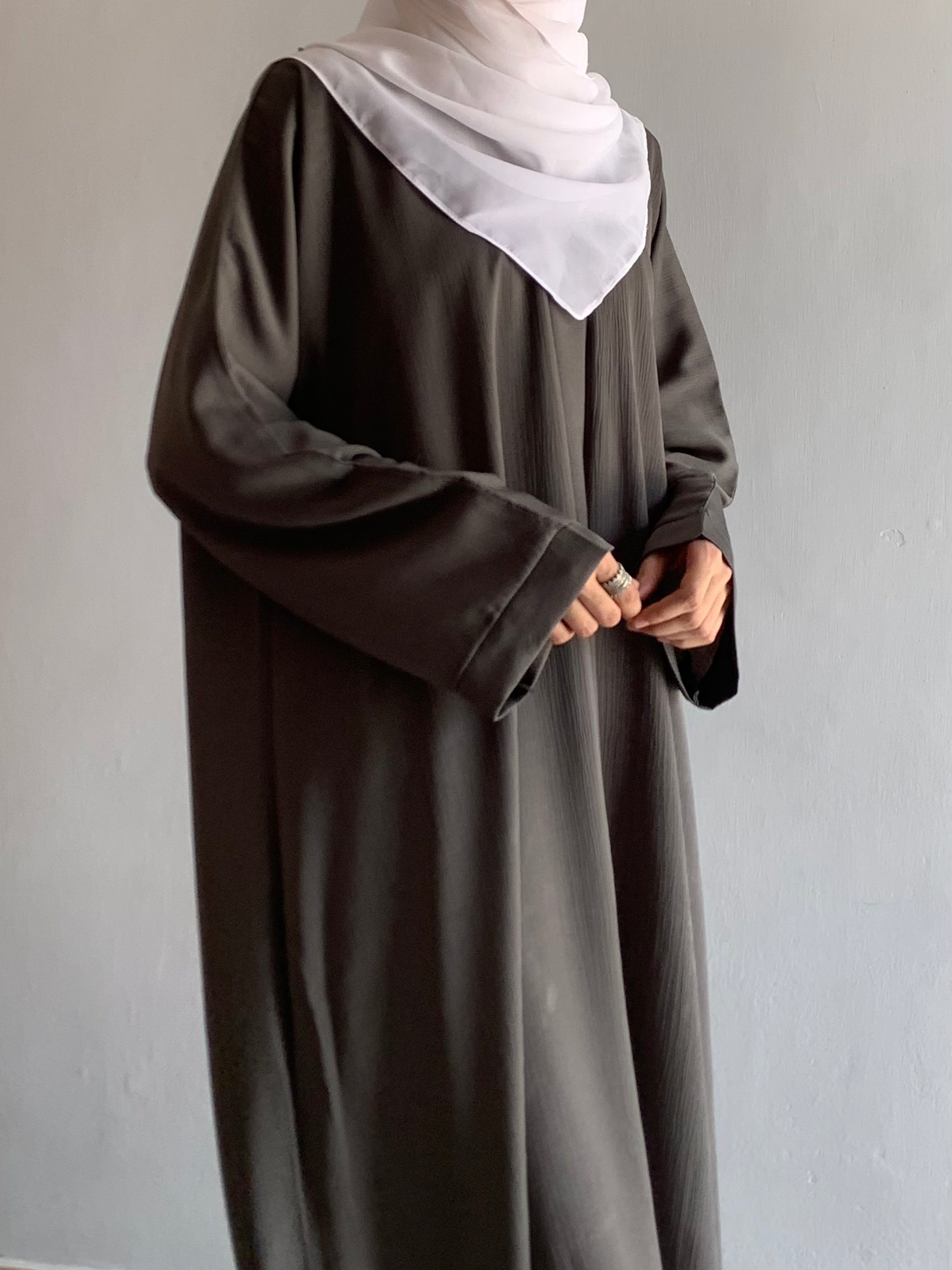 Everyday Front Open Abaya - Ash