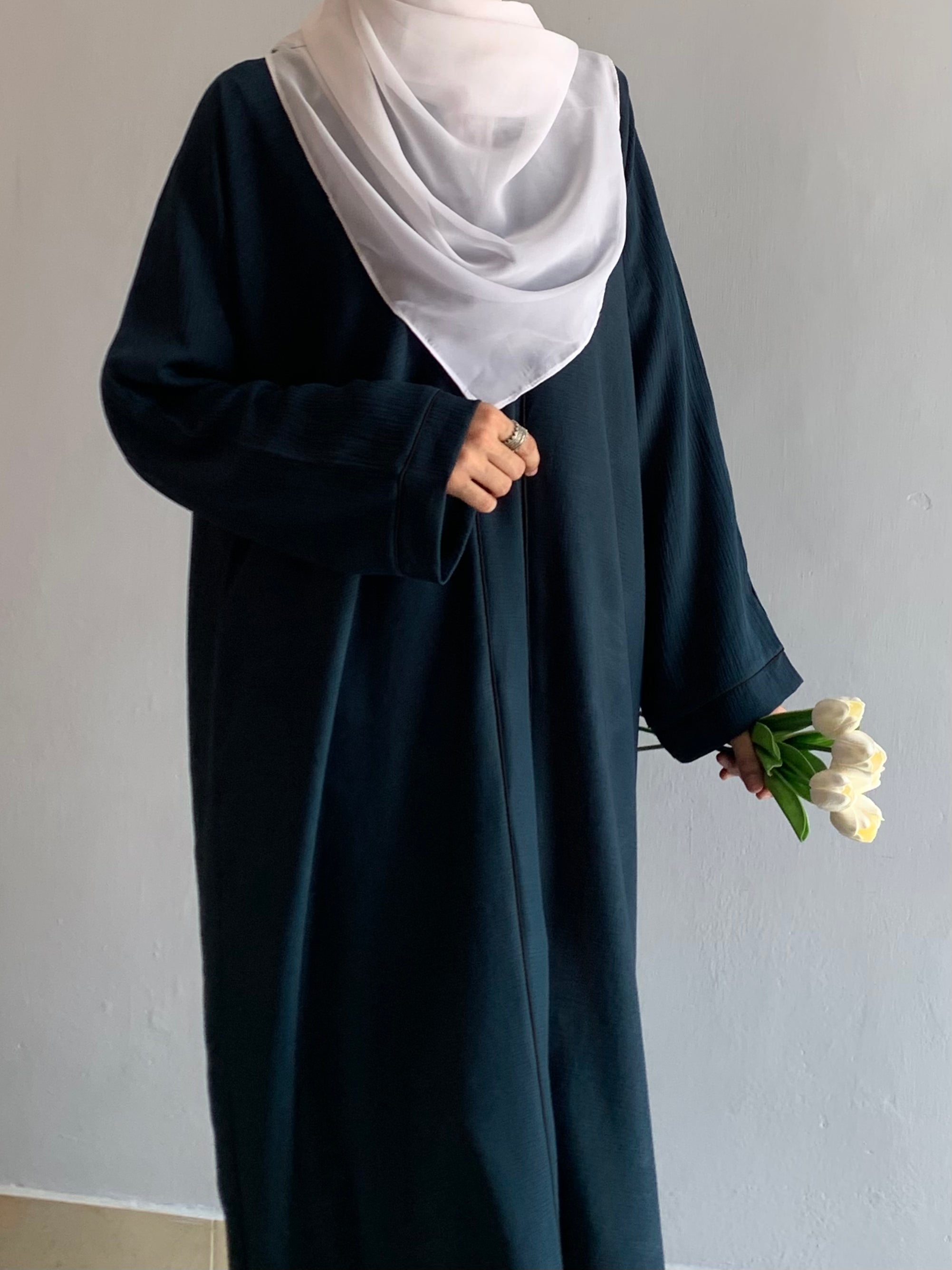 Everyday Front Open Abaya - Teal