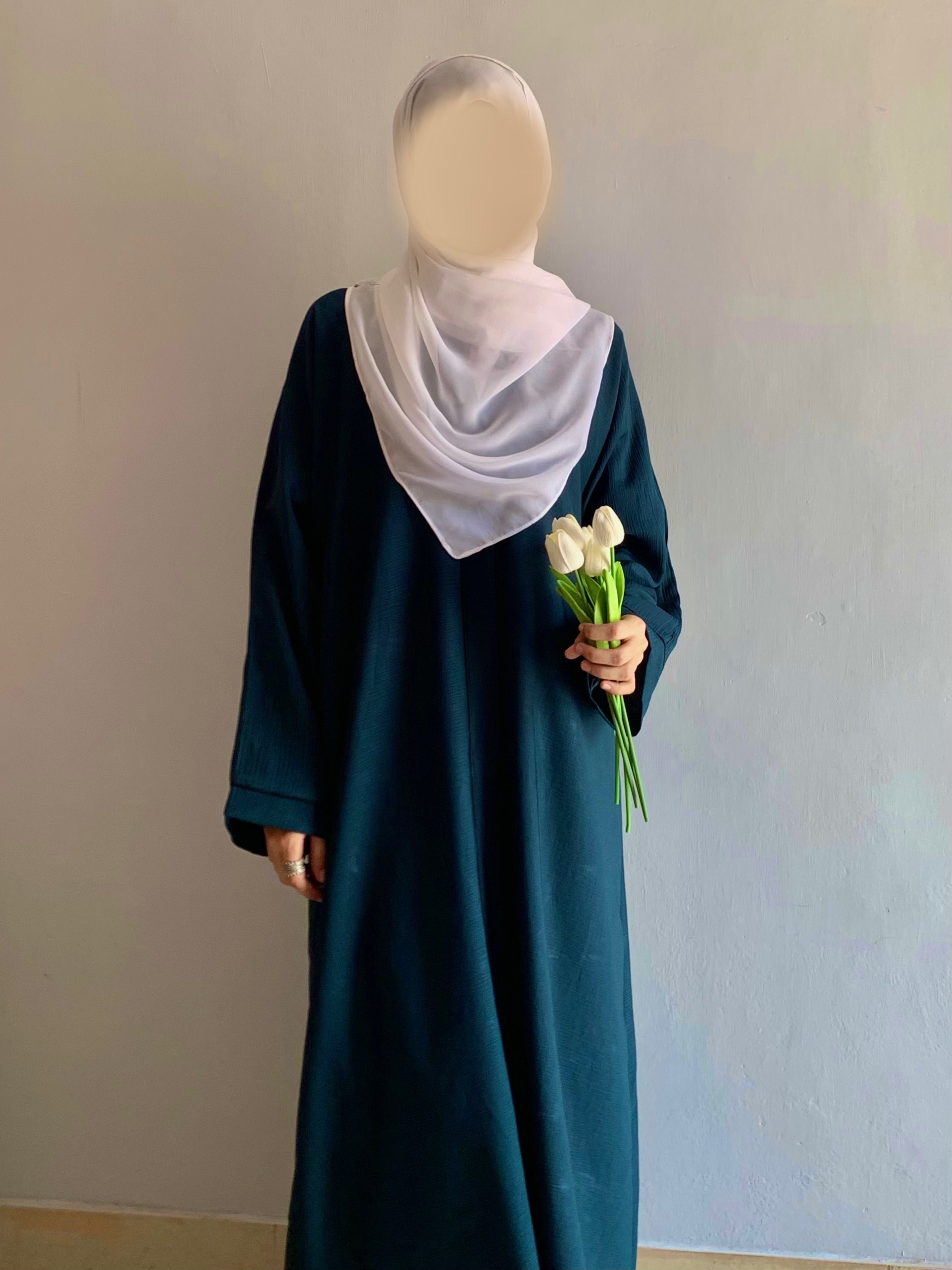 Everyday Front Open Abaya - Teal