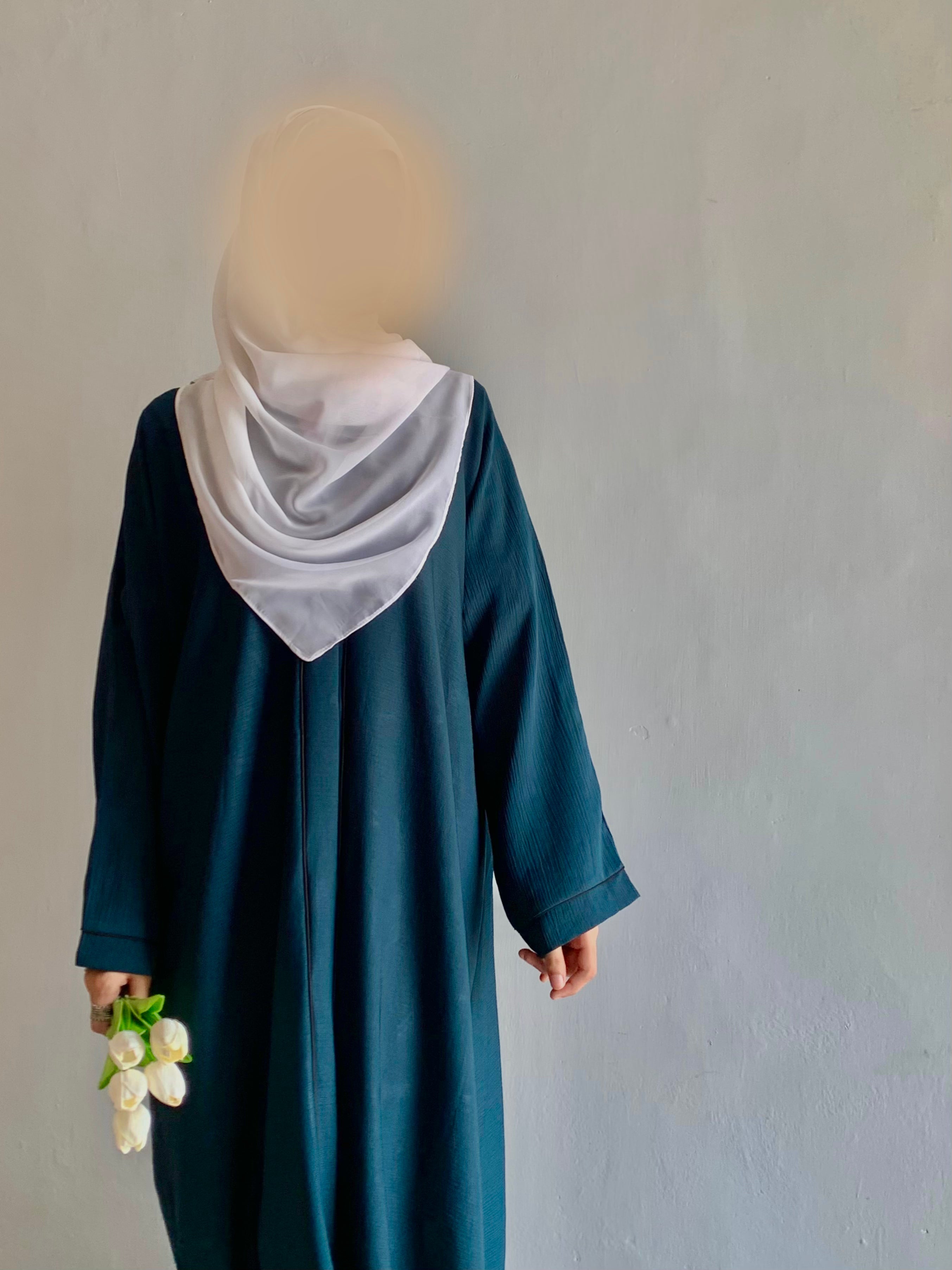 Everyday Front Open Abaya - Teal