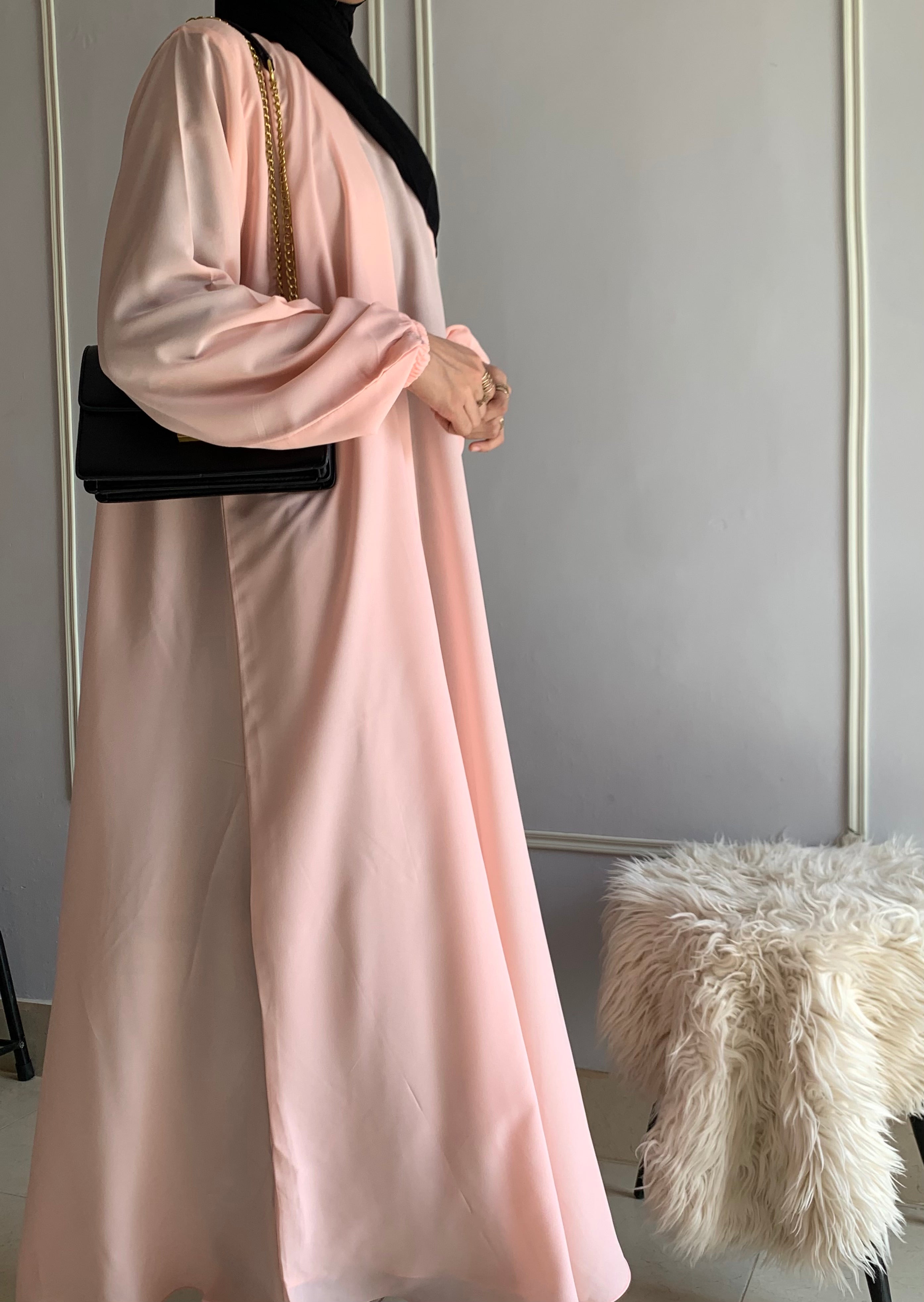 Aira - Kimono Abaya with attached inner - Nude Pink