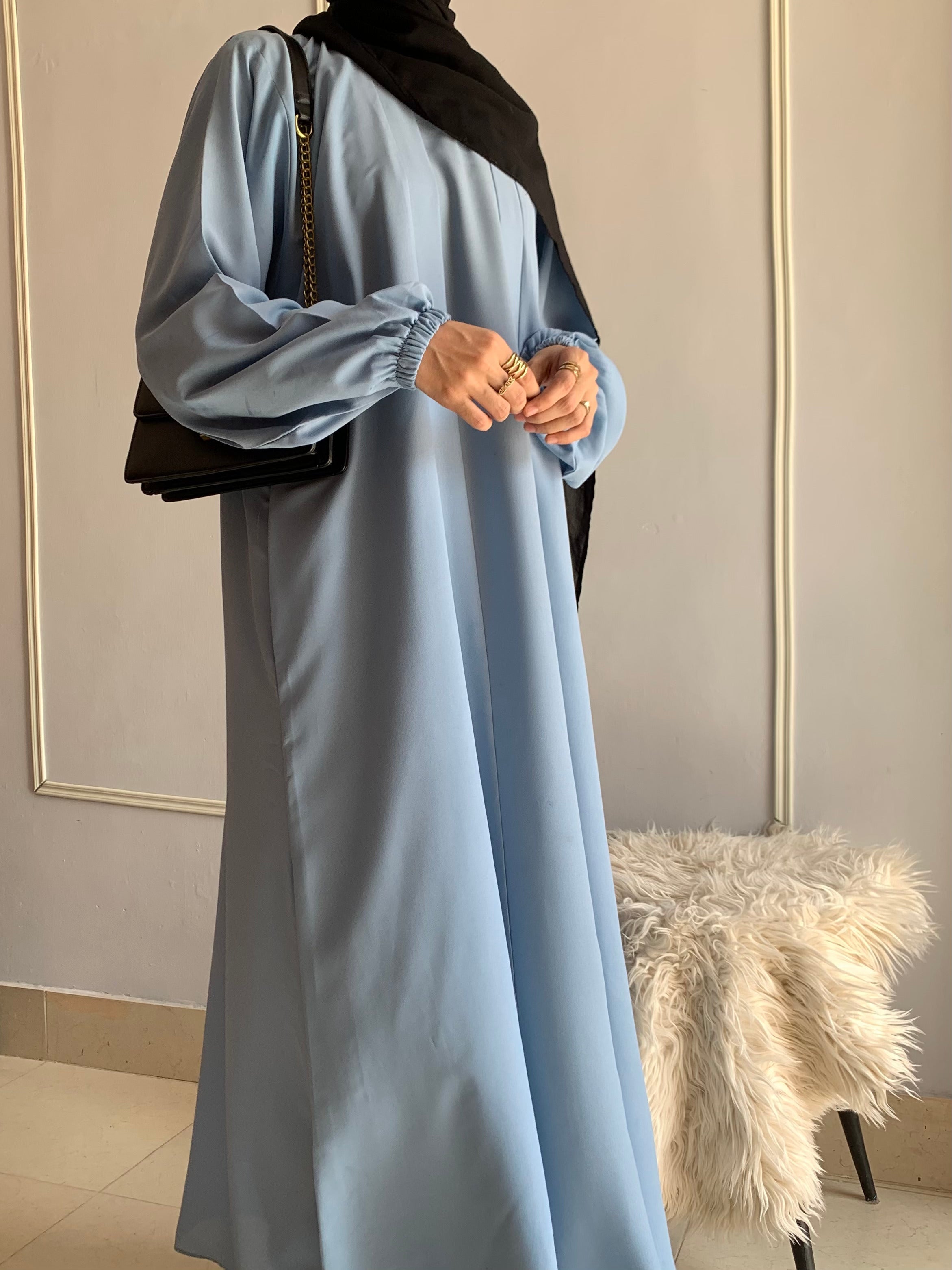 Aira - Kimono Abaya with attached inner - Sky Blue