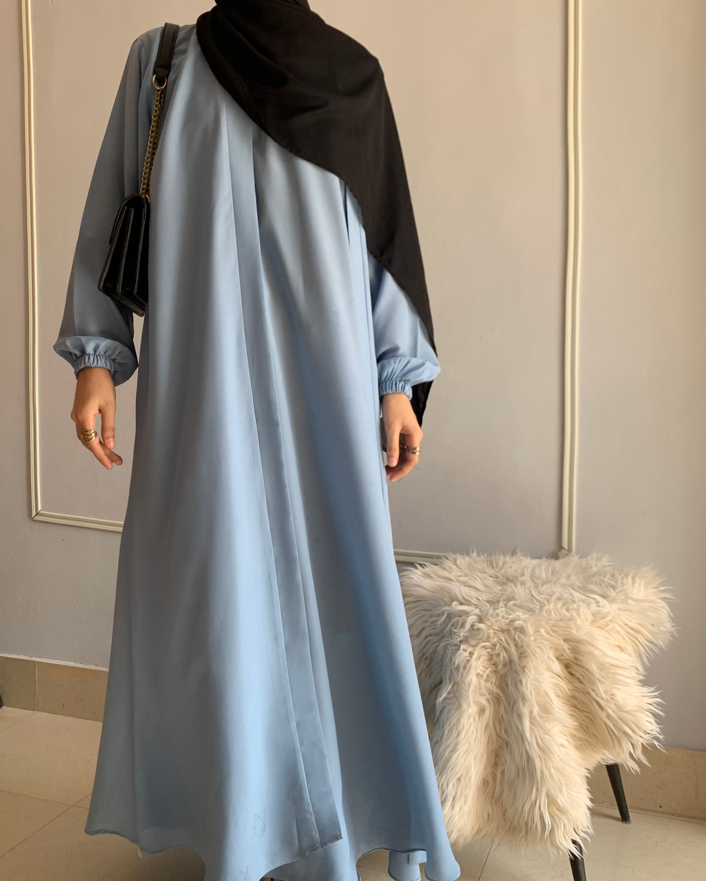 Aira - Kimono Abaya with attached inner - Sky Blue