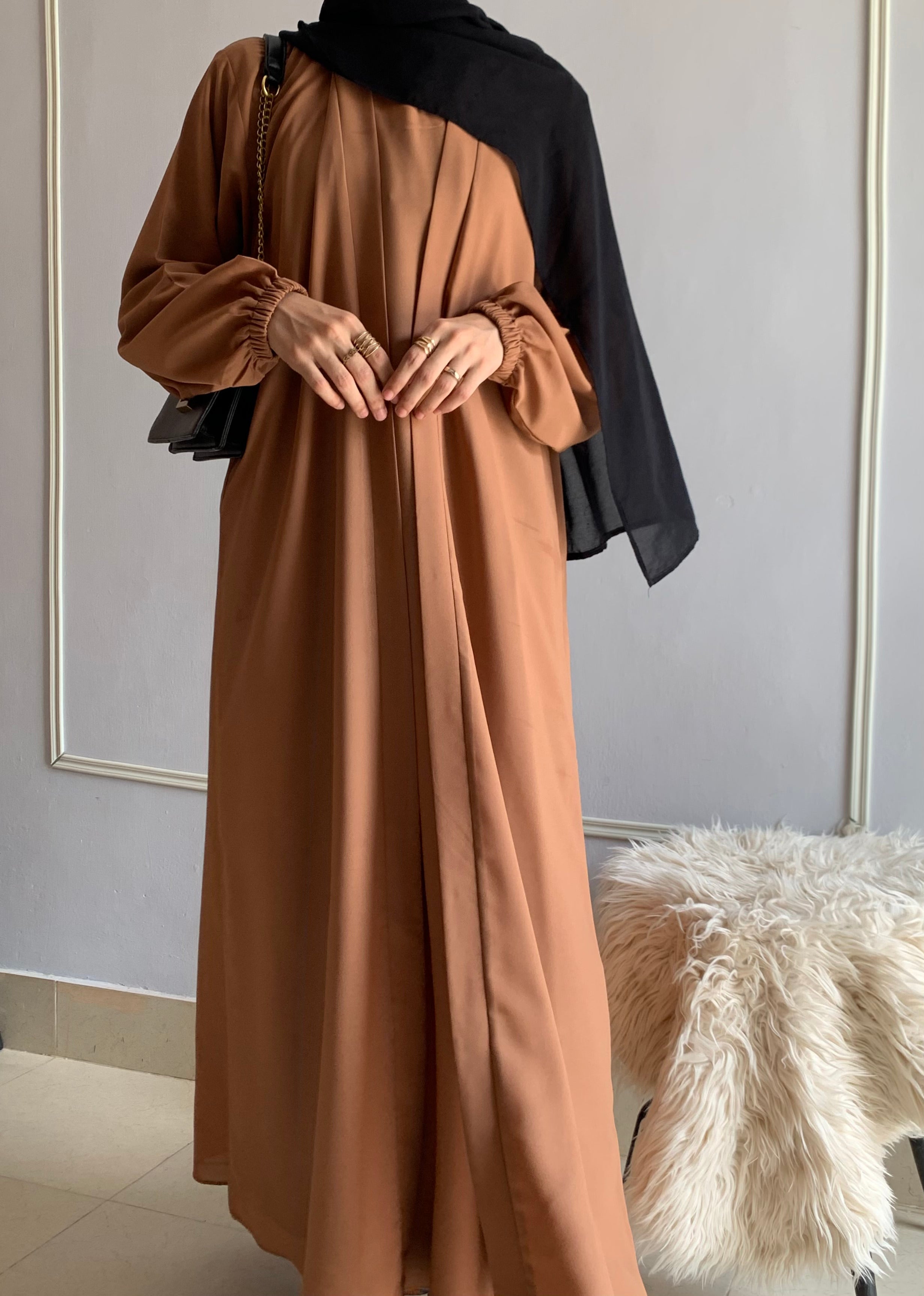 Aira - Kimono Abaya with attached inner - Camel