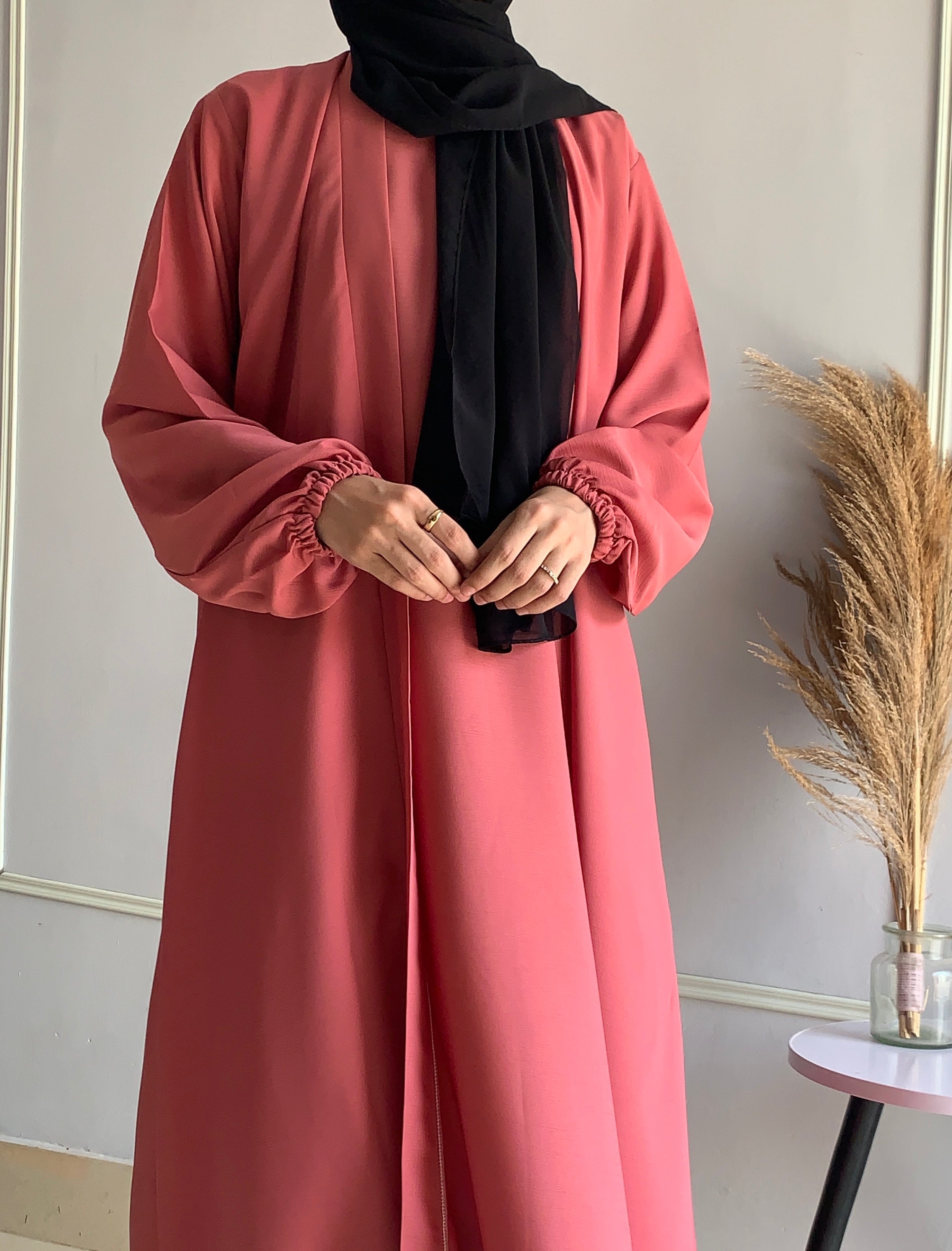Aira - Kimono Abaya with attached inner - Blush Pink