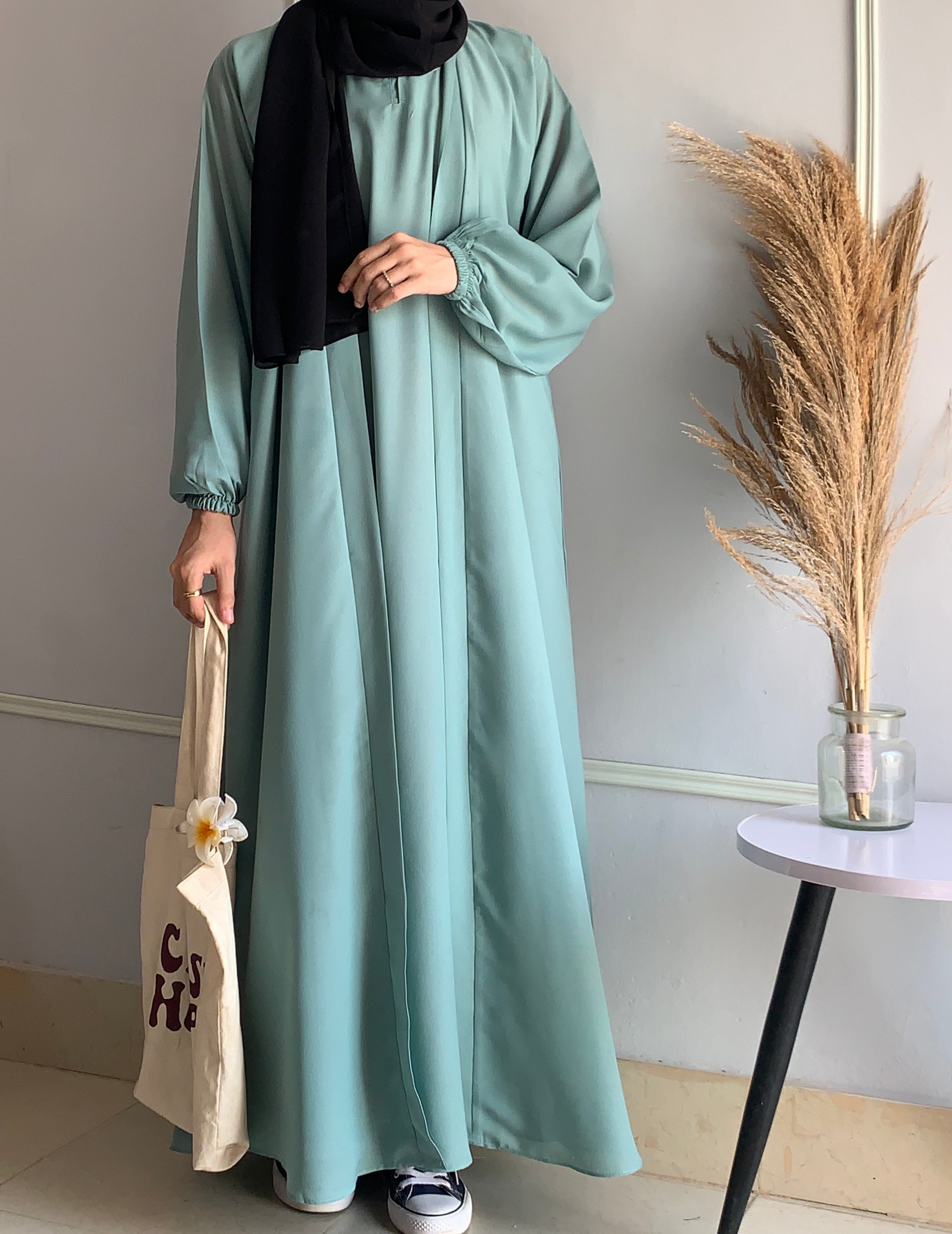 Aira - Kimono Abaya with attached inner - Sage