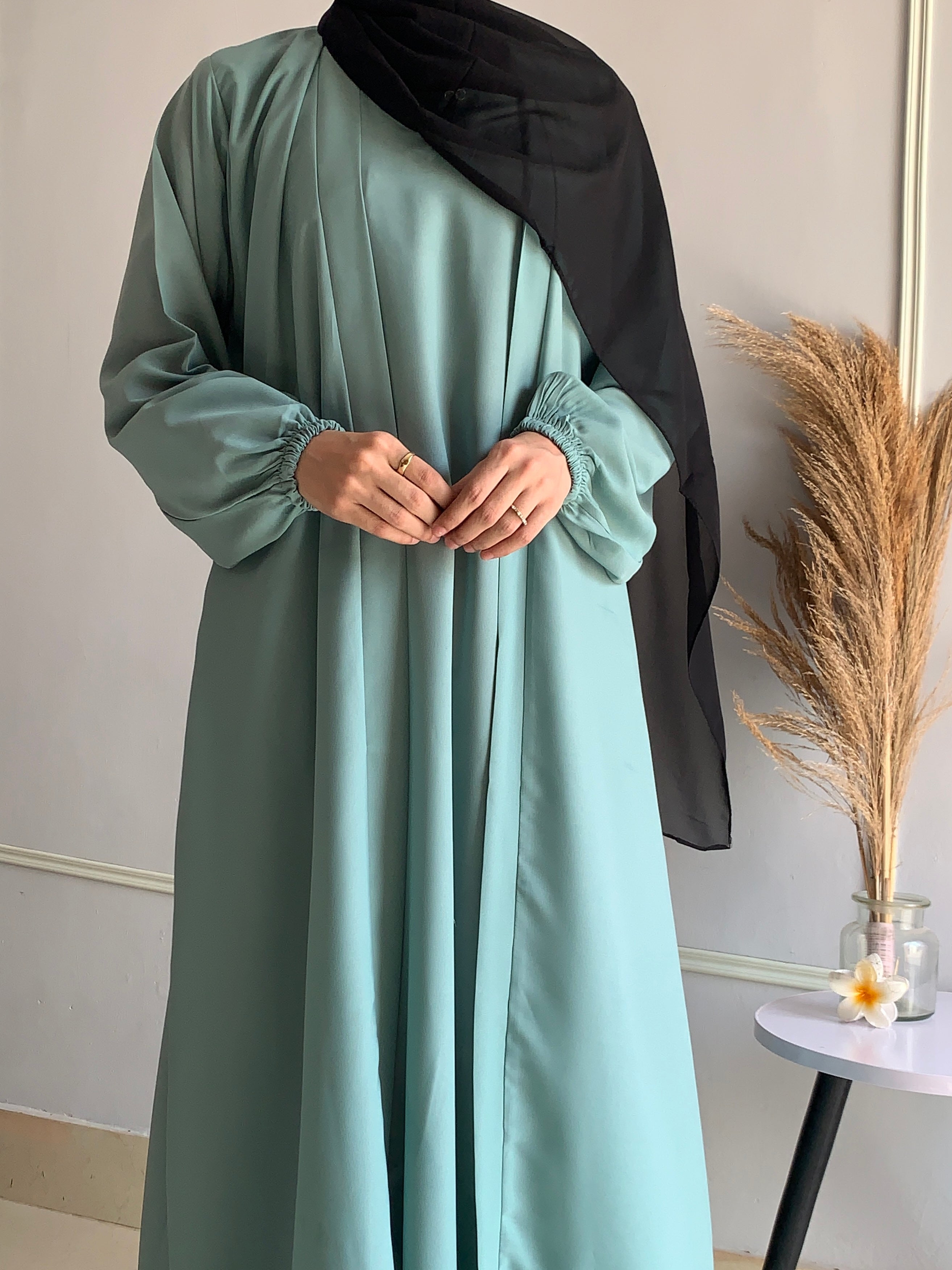 Aira - Kimono Abaya with attached inner - Sage