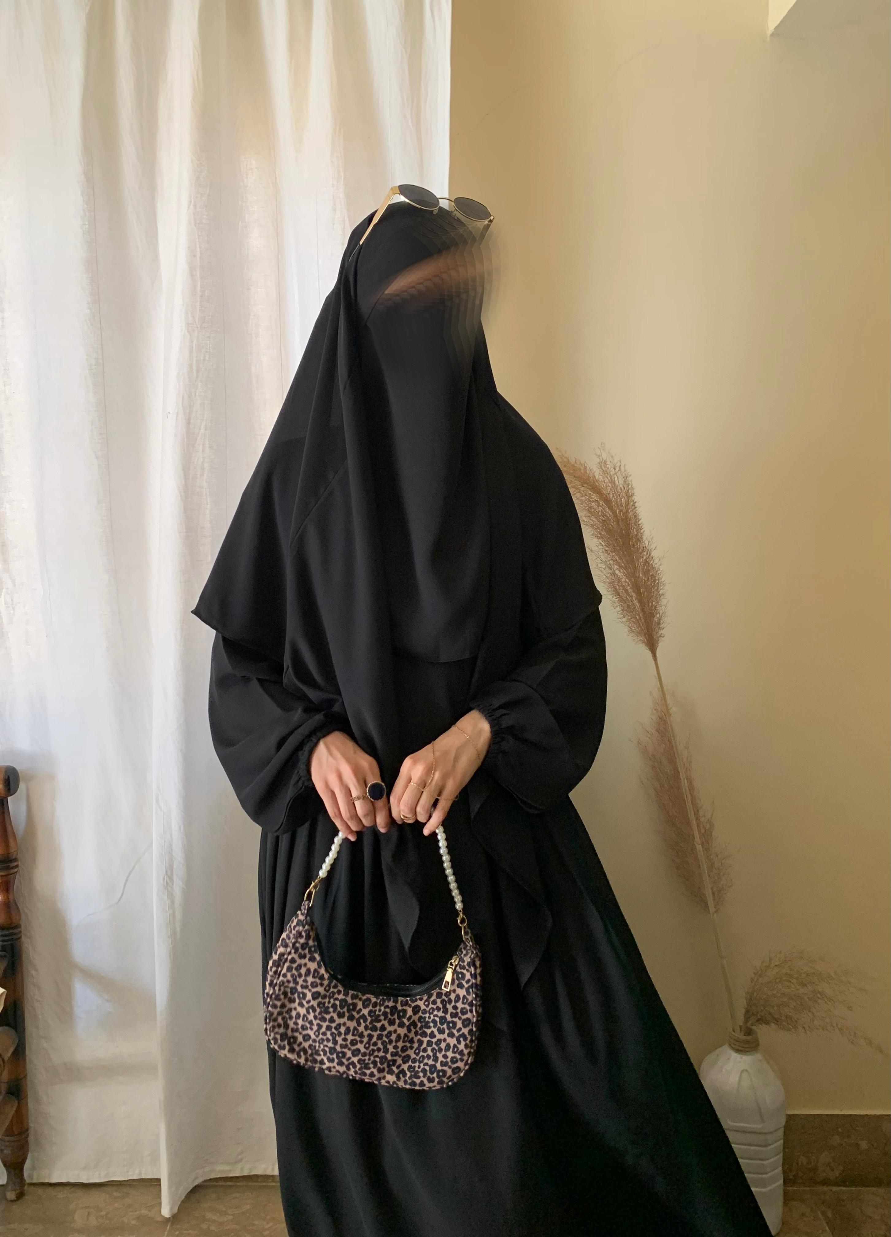 3 Piece Abaya Set (Abaya + Khimar + Niqab) - BLACK