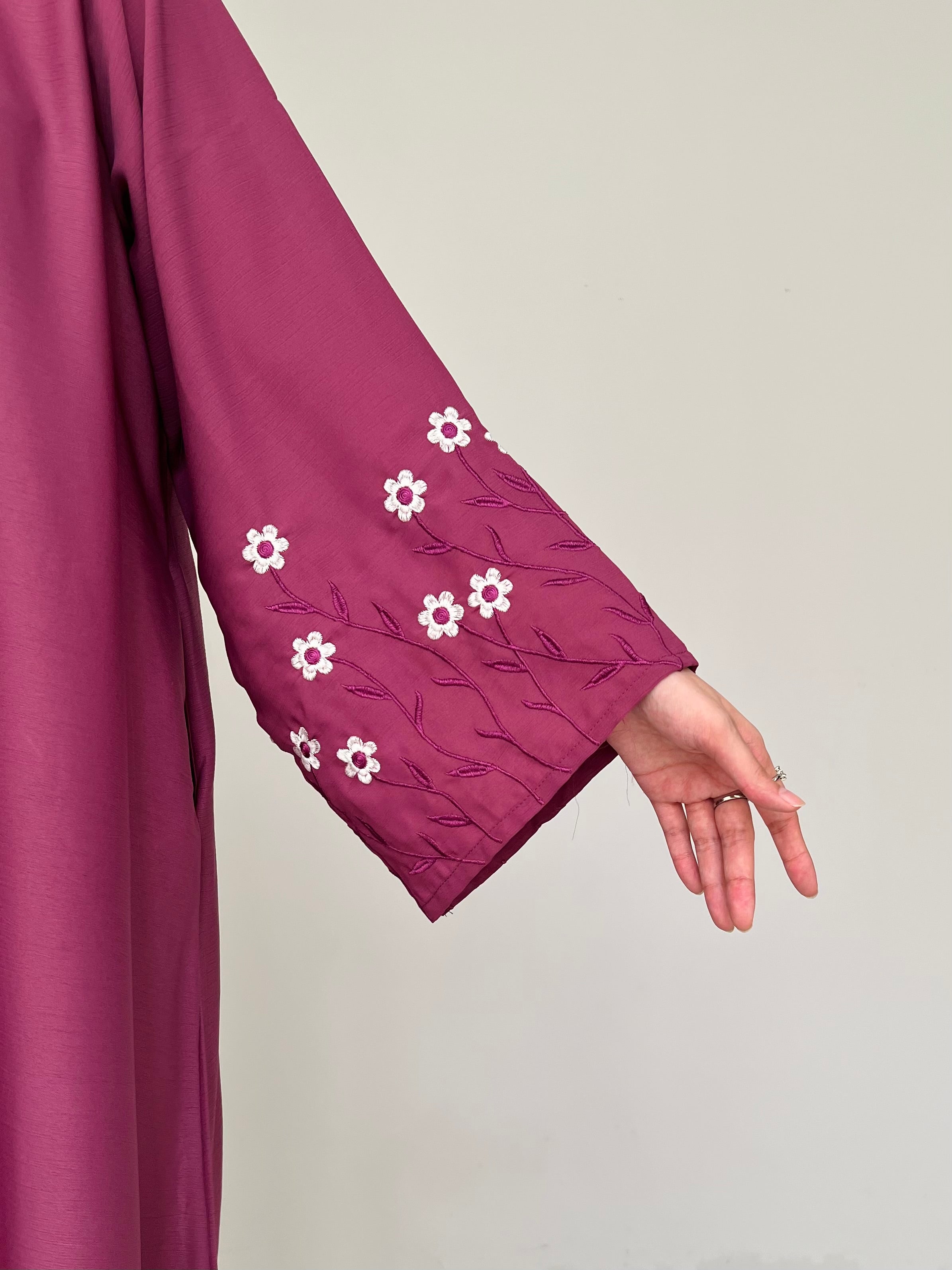 Meadow Mist - Front Open Abaya - Plum