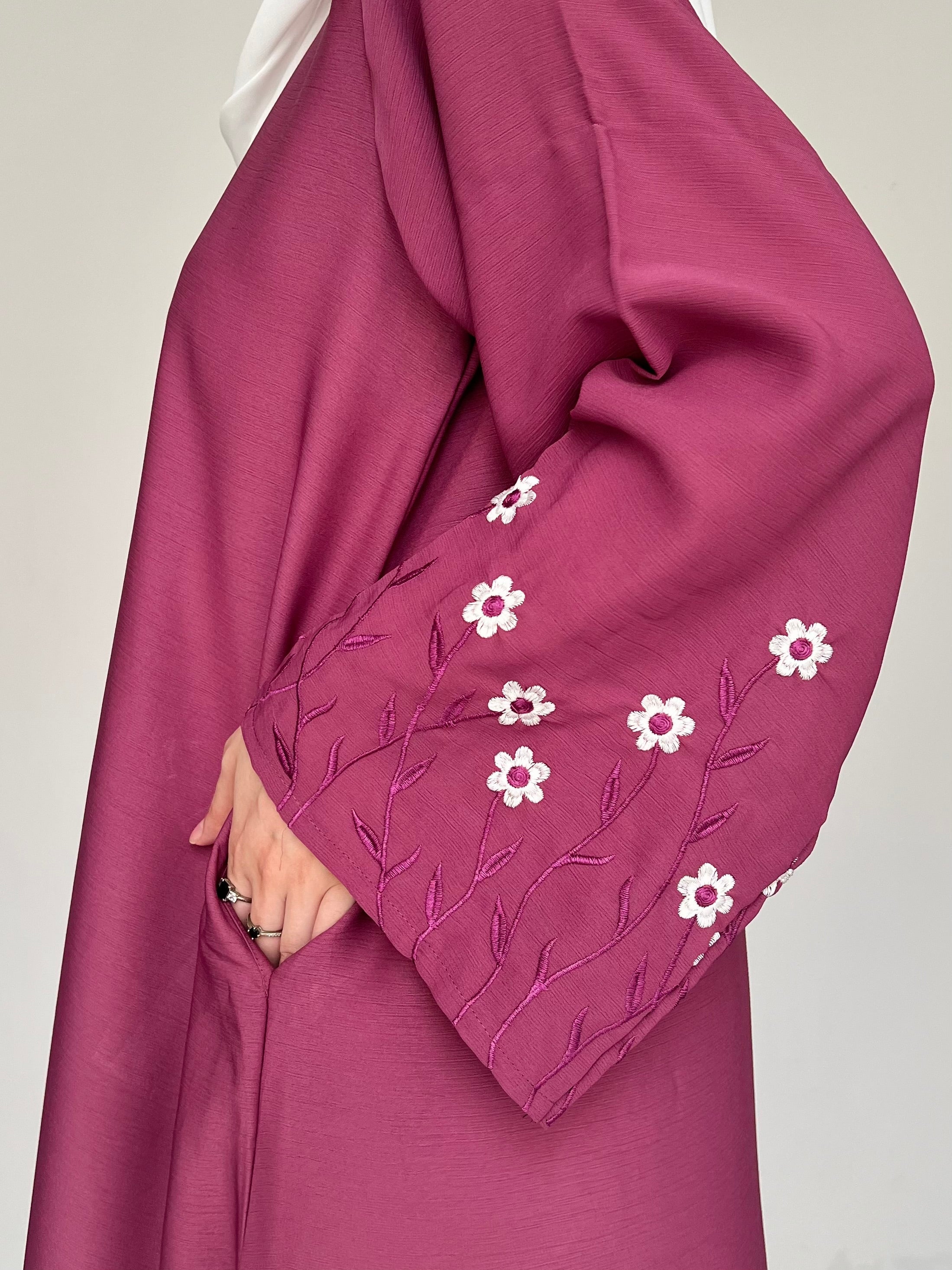 Meadow Mist - Front Open Abaya - Plum