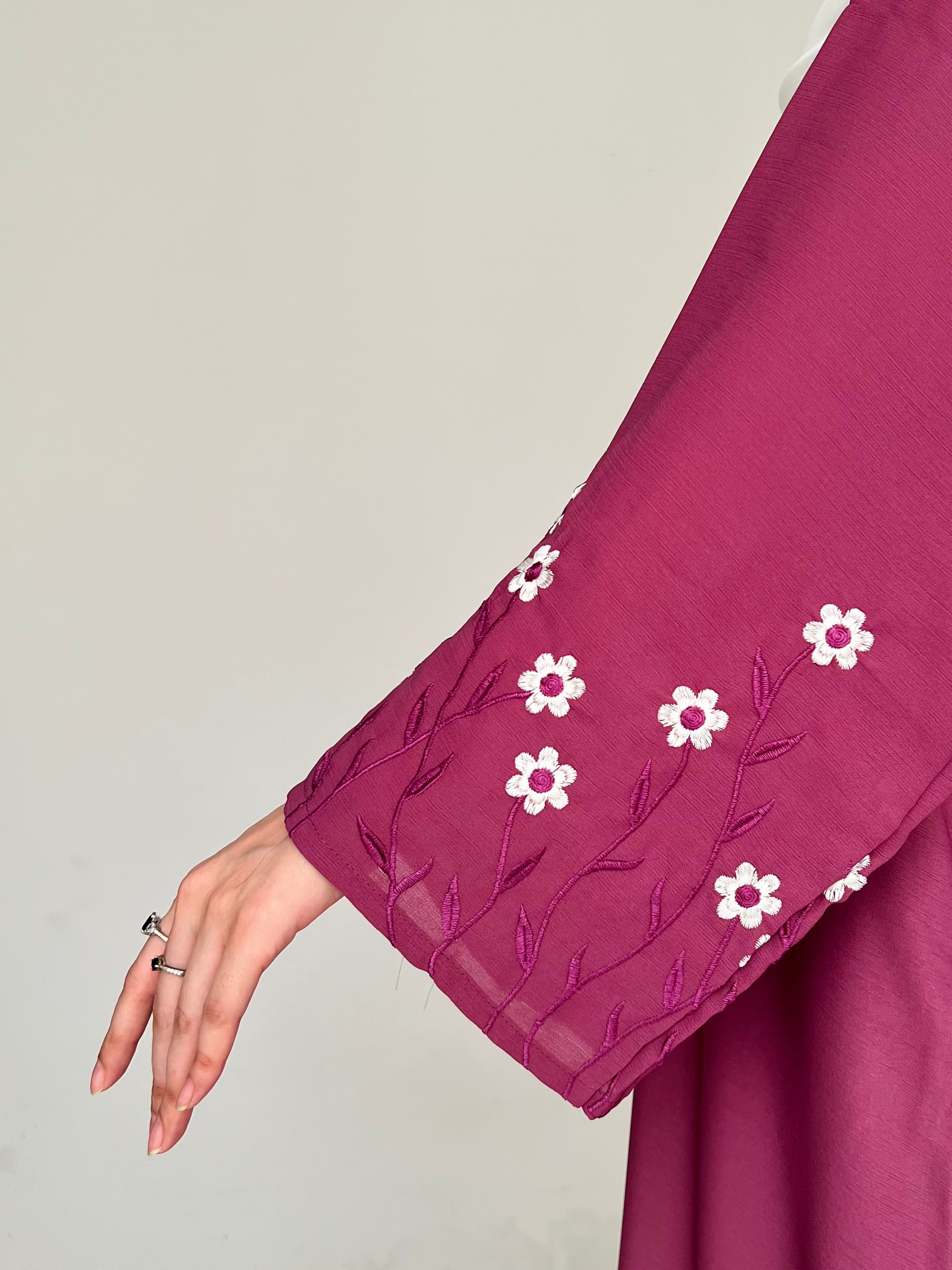 Meadow Mist - Front Open Abaya - Plum