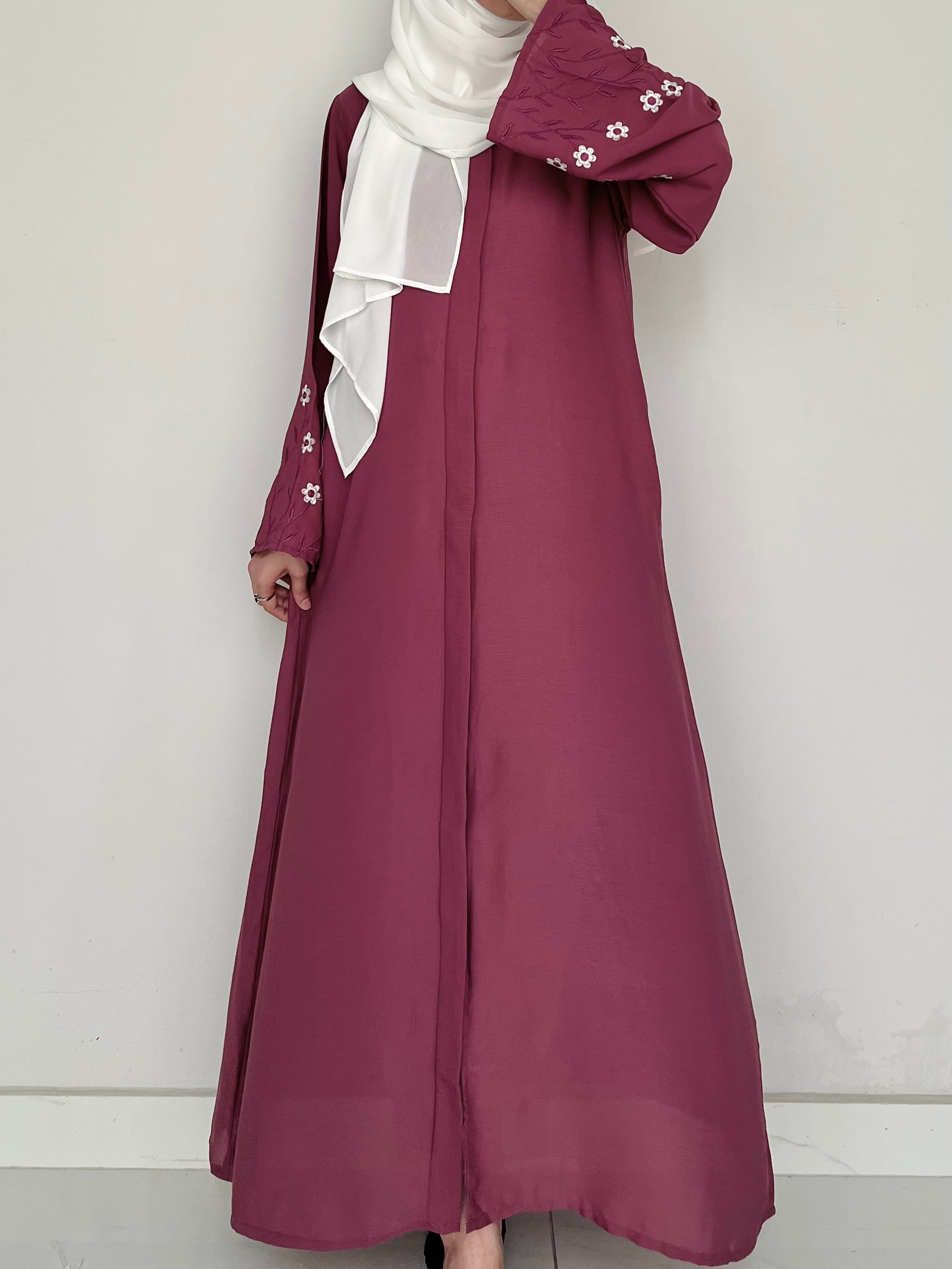 Meadow Mist - Front Open Abaya - Plum