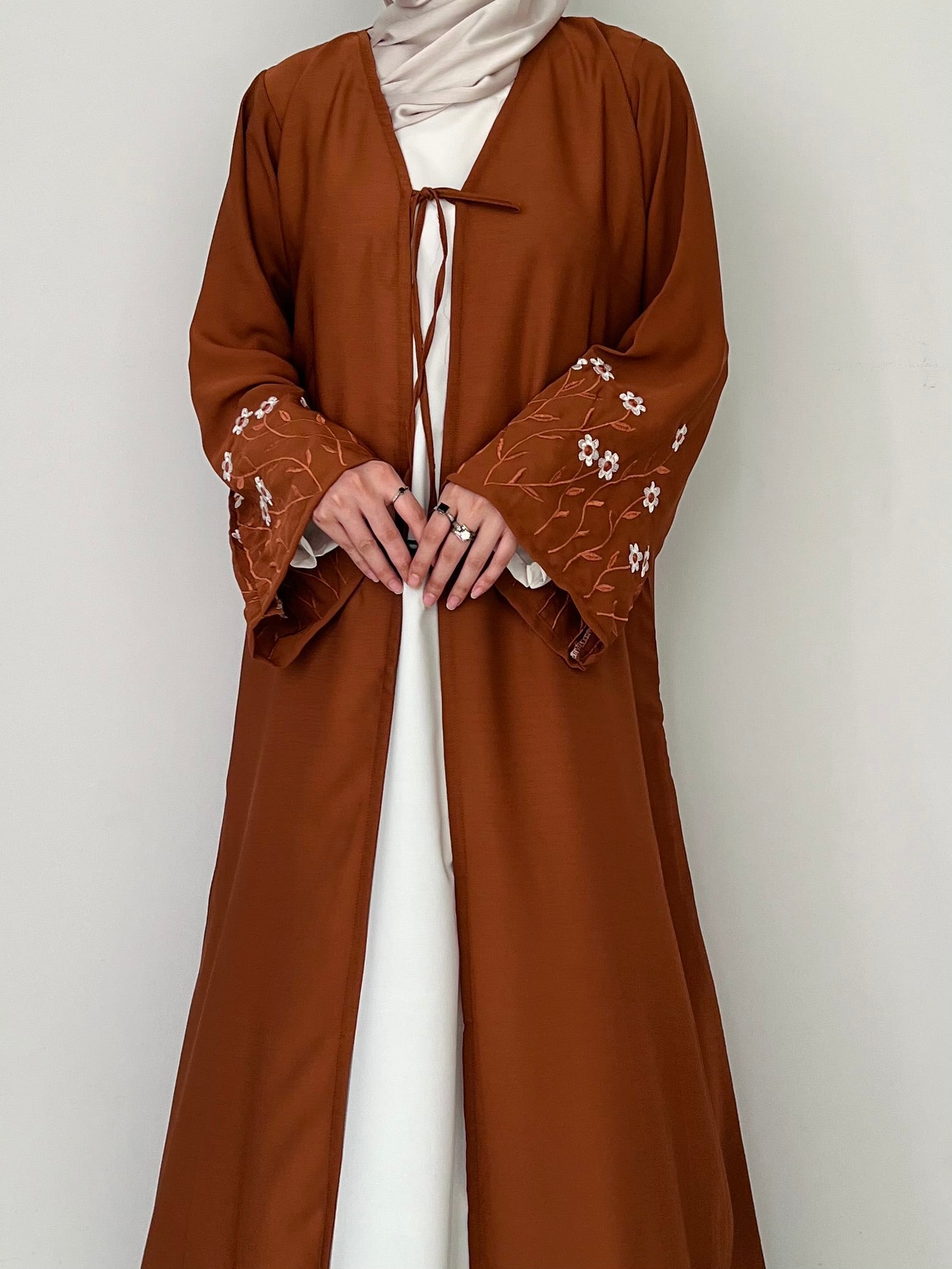 Meadow Mist - Robe Style Abaya - Tan
