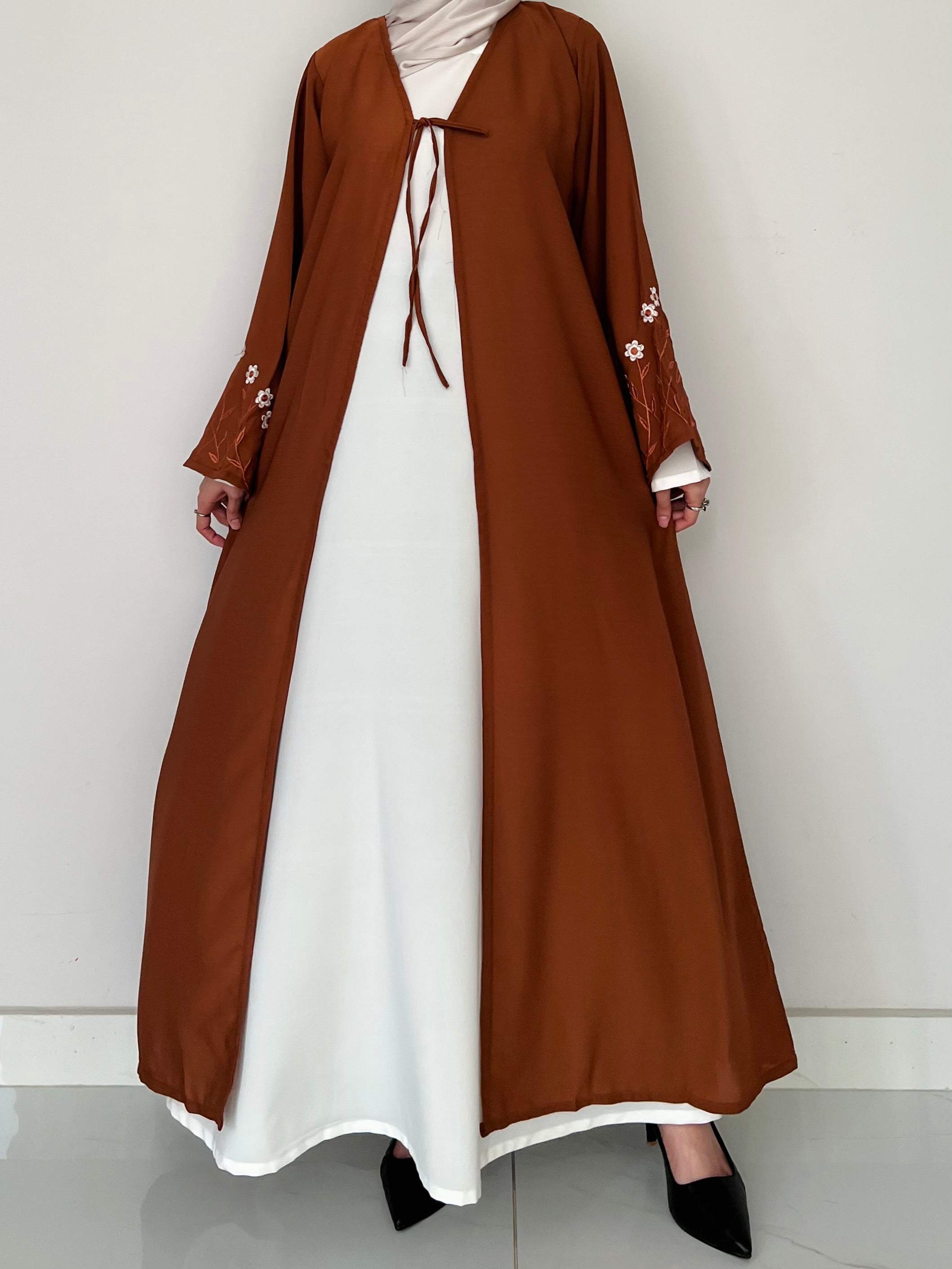 Meadow Mist - Robe Style Abaya - Tan
