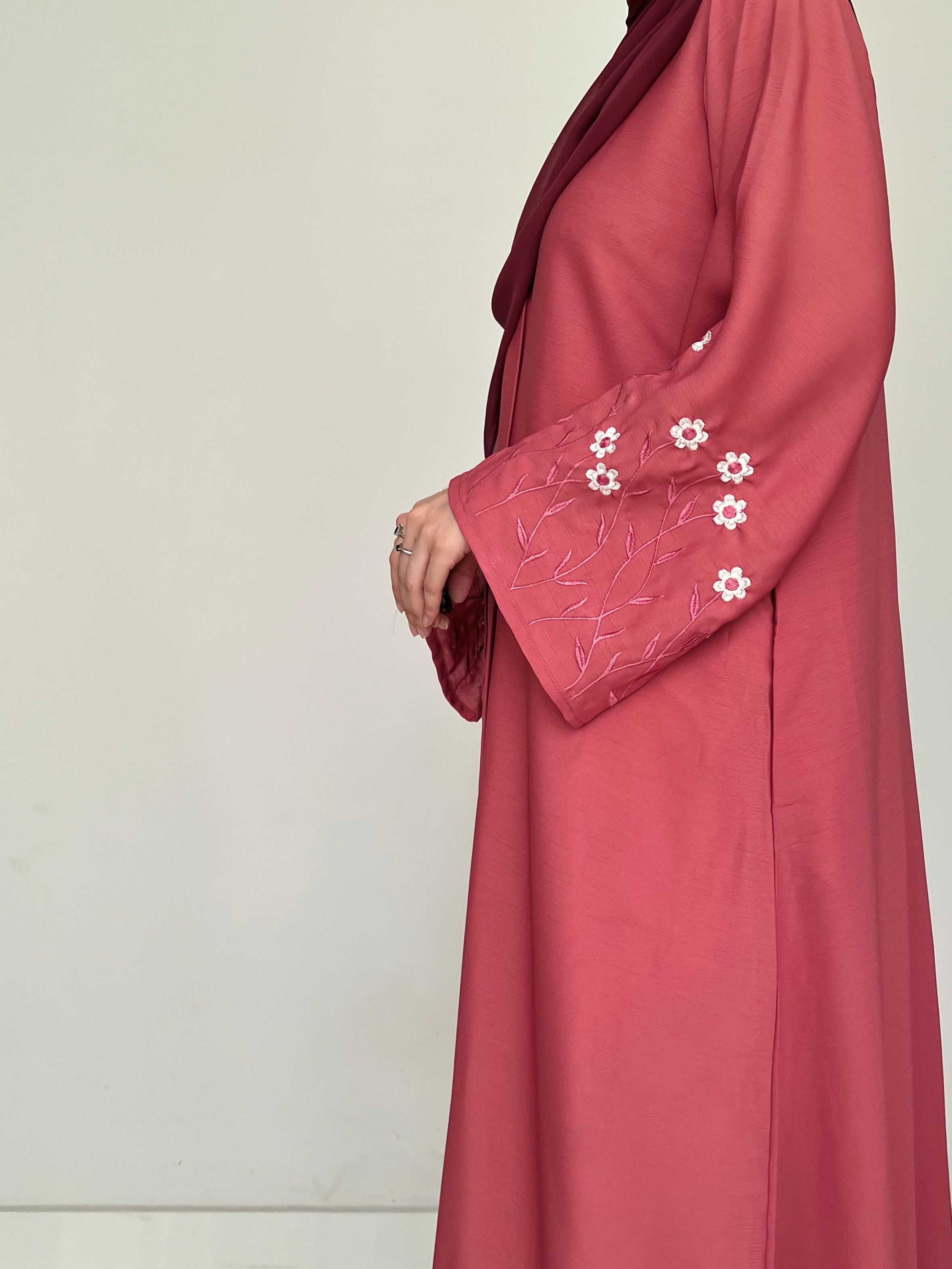 Meadow Mist - Front Open Abaya - Blush