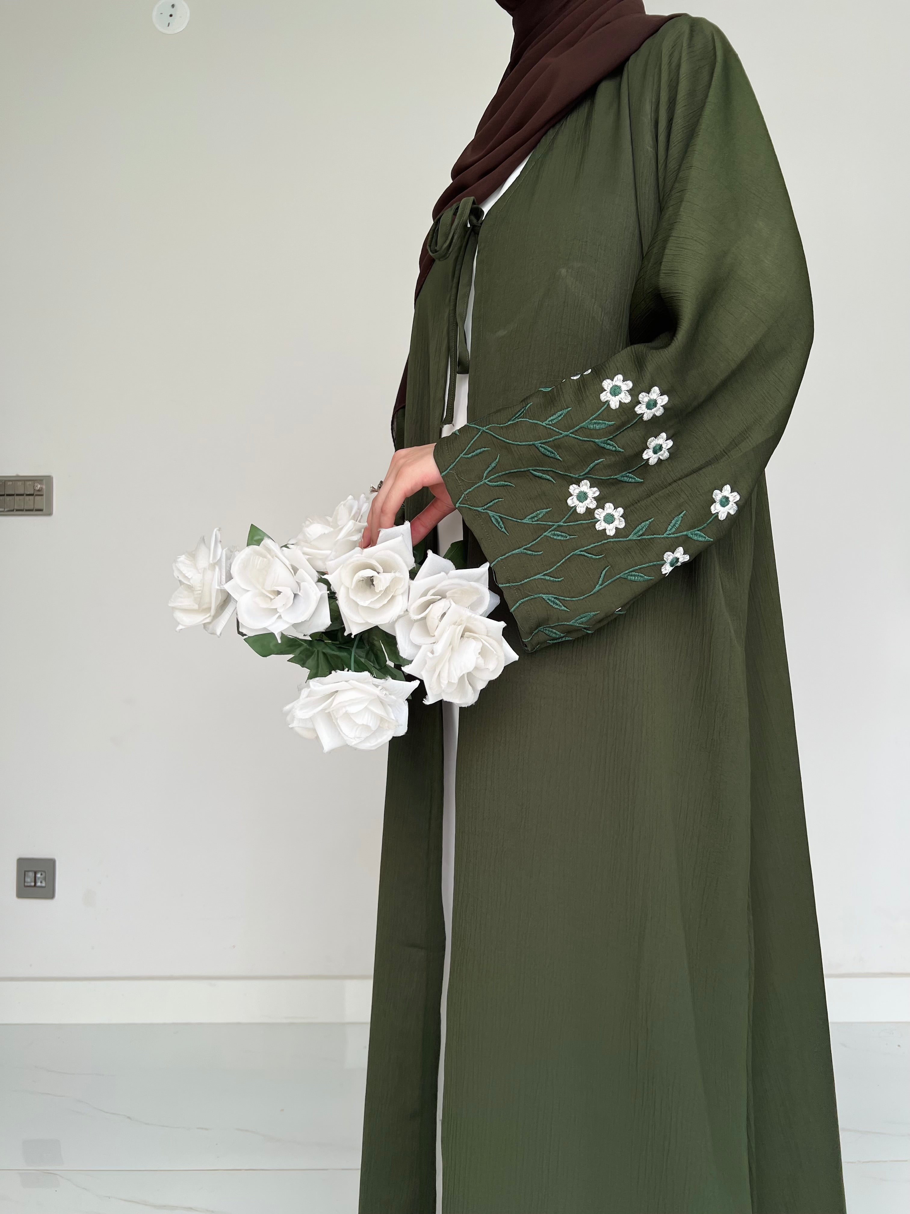 Meadow Mist - Robe Style Abaya - Olive