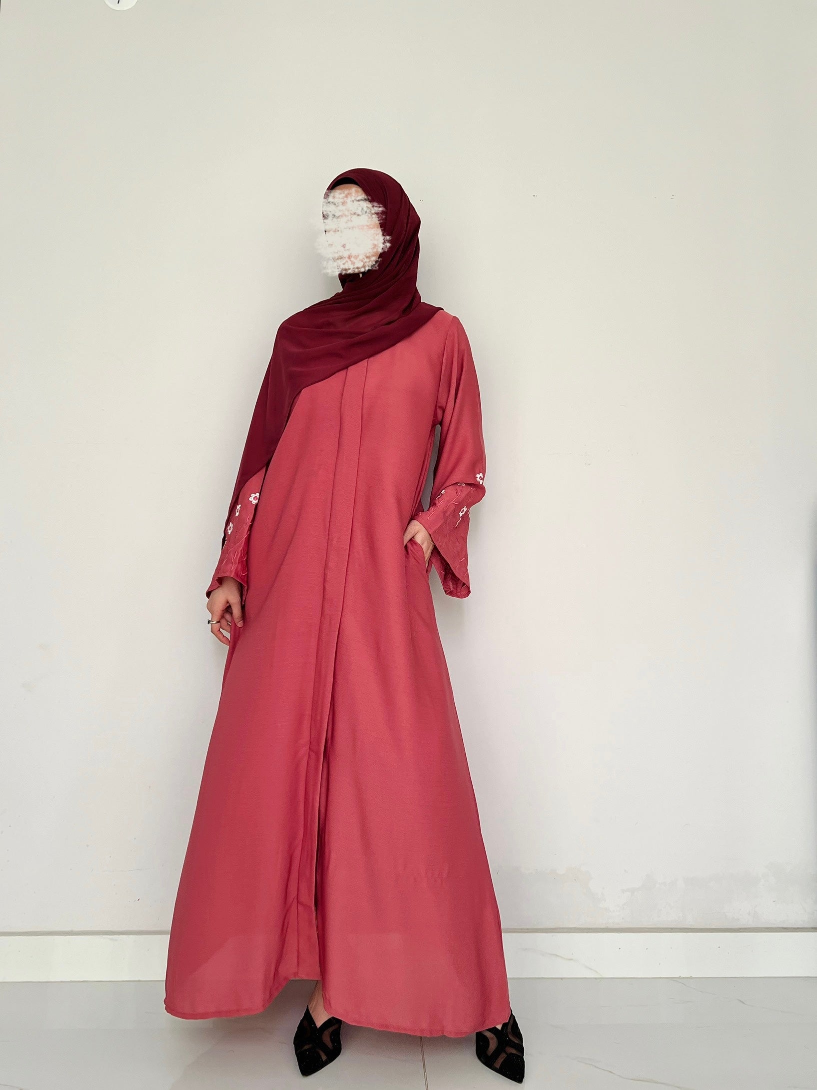 Meadow Mist - Front Open Abaya - Blush
