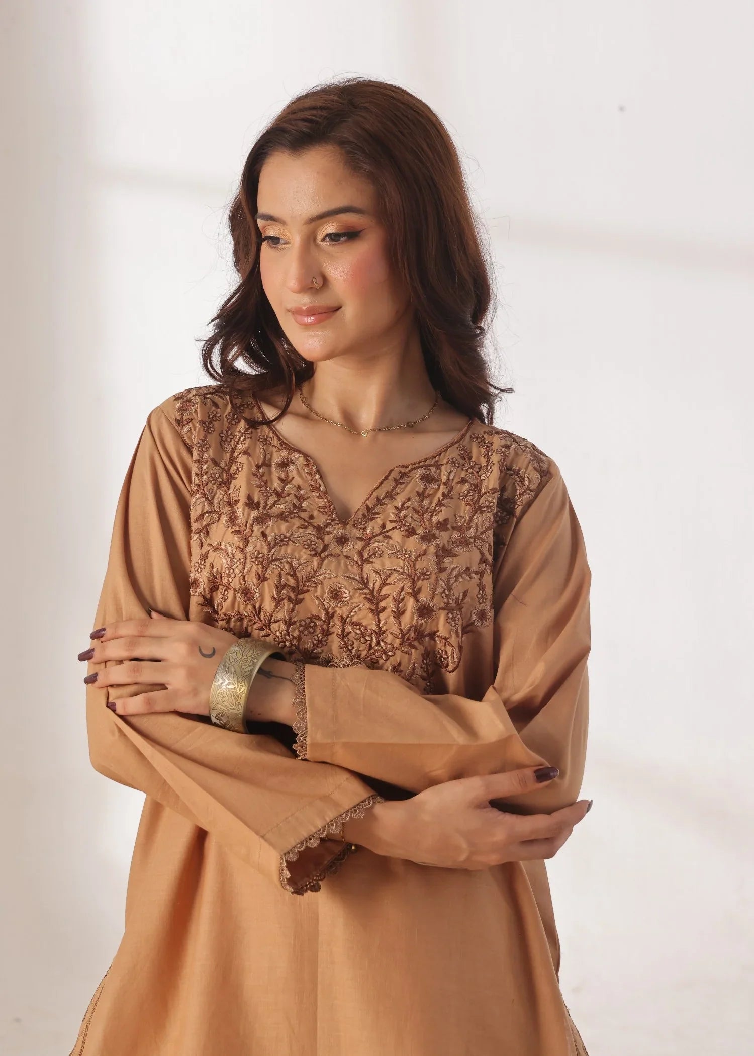 Grace - Embroidered Kurti Shalwar Set - Hazelwood