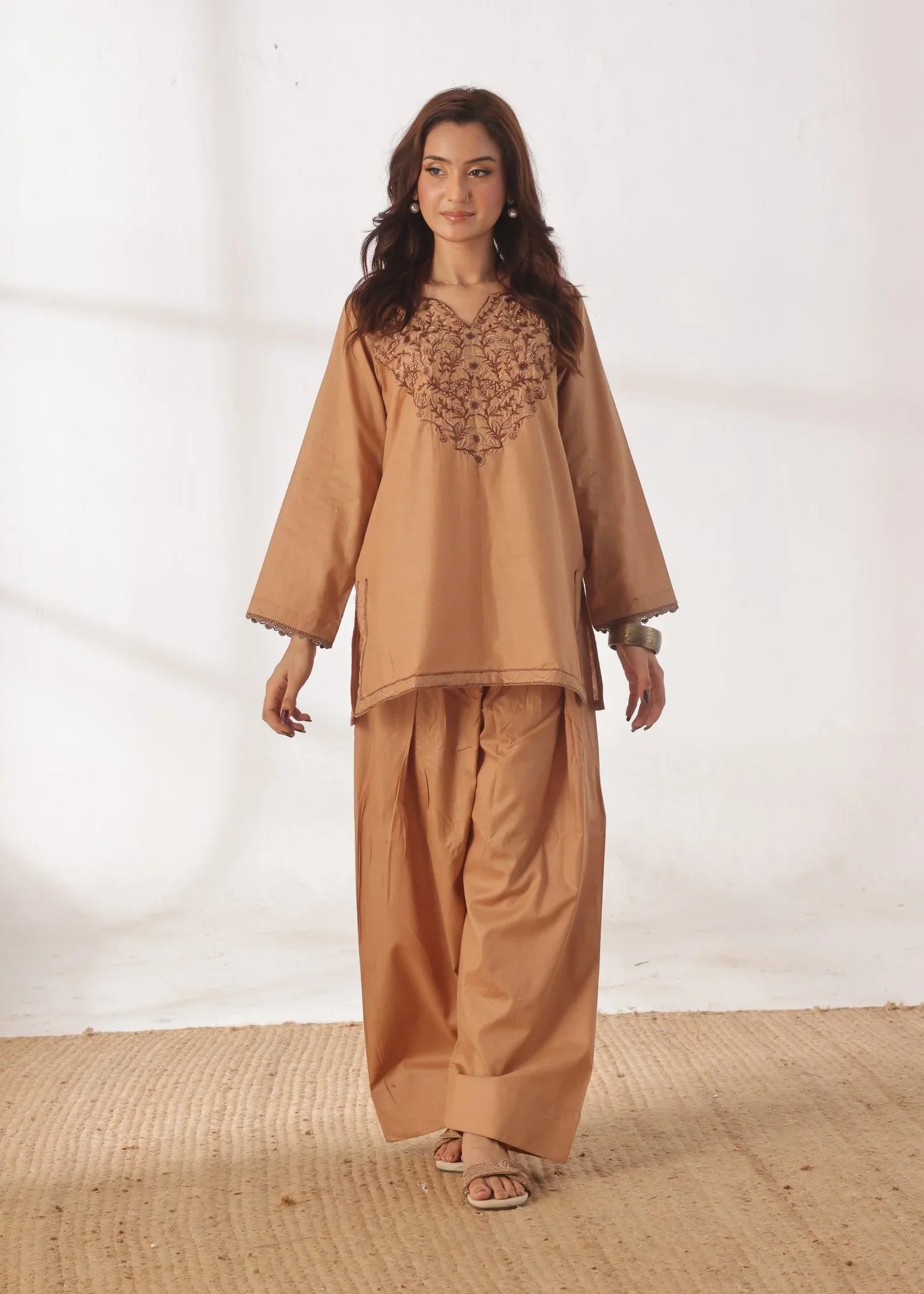 Grace - Embroidered Kurti Shalwar Set - Hazelwood