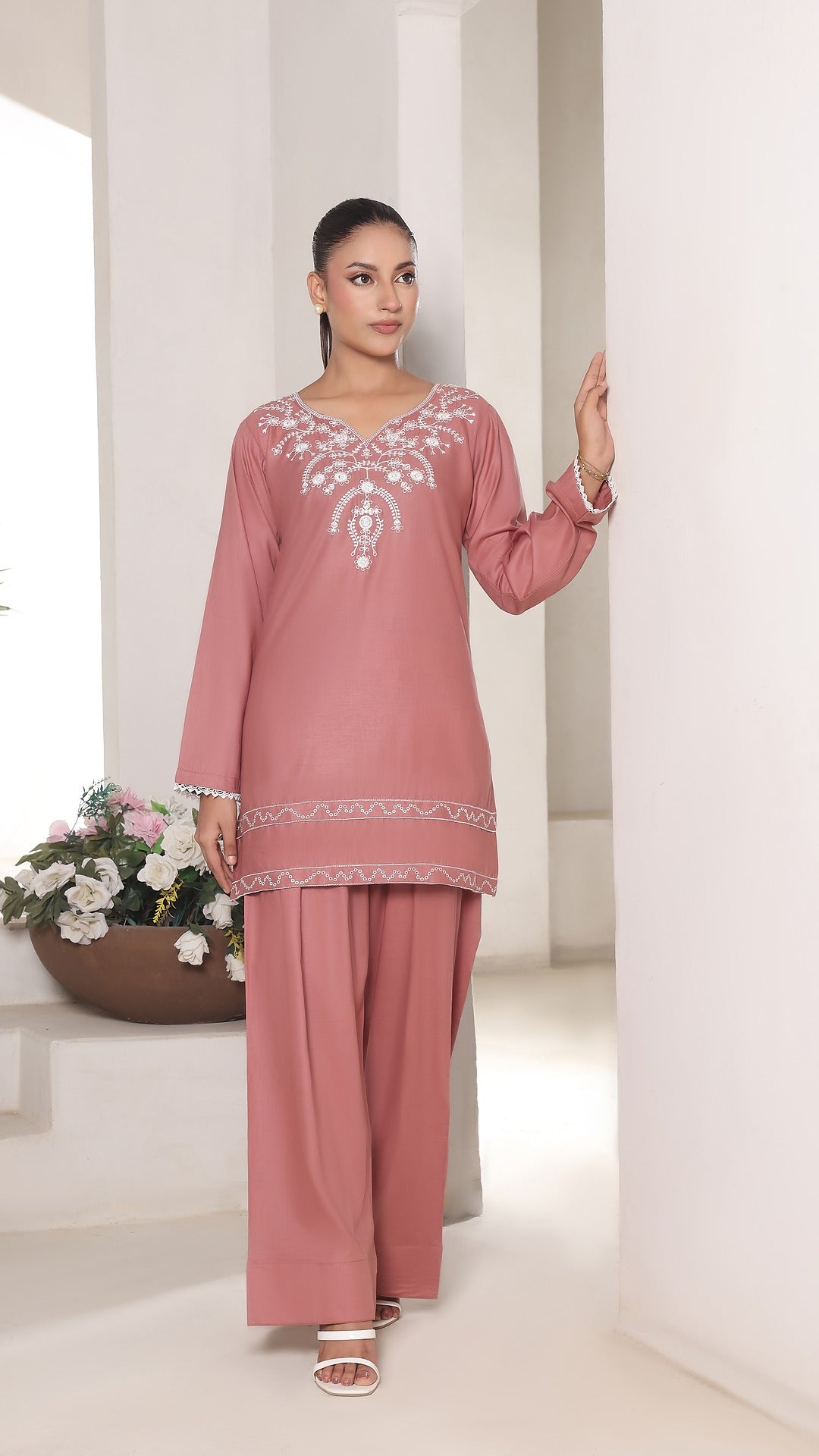 TWIN- 2PC COTTON COORD SET- TEA PINK