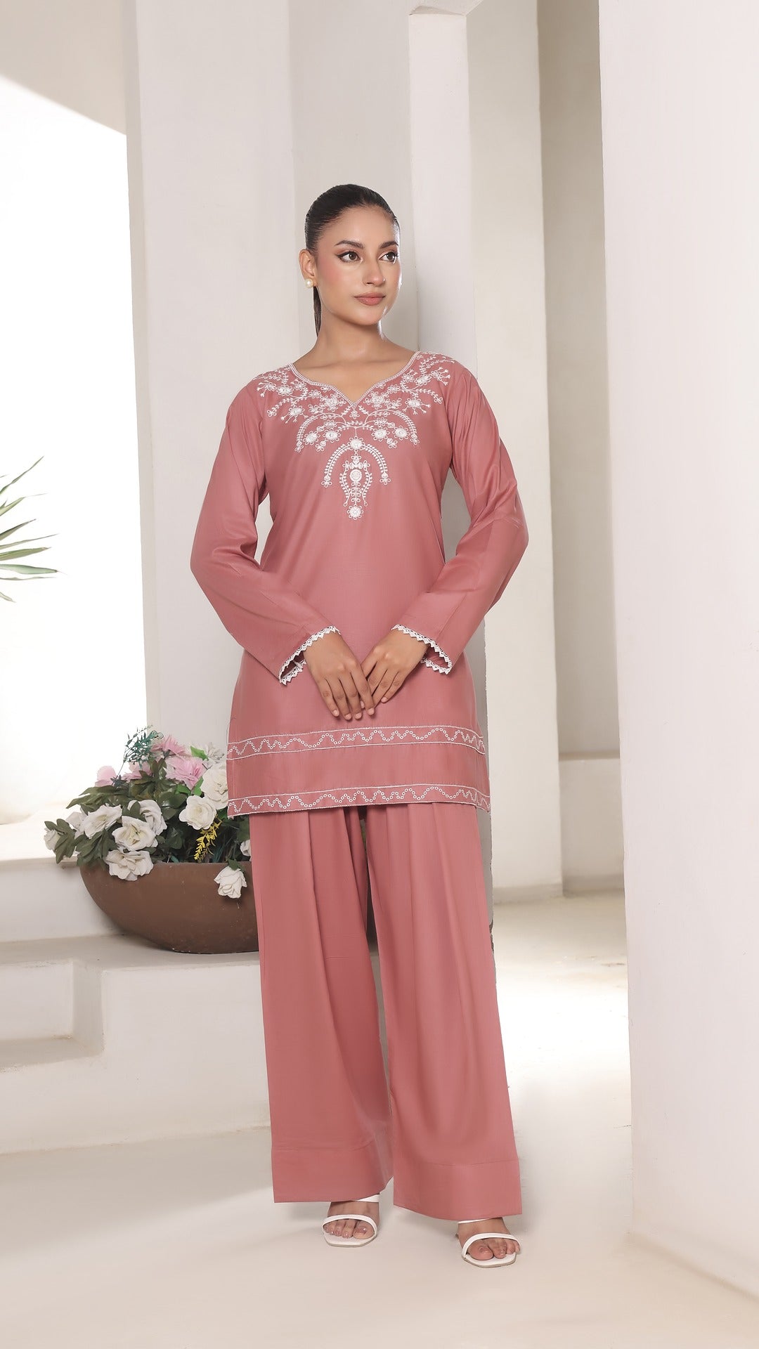 TWIN- 2PC COTTON COORD SET- TEA PINK