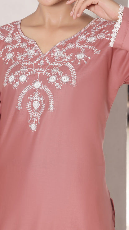 TWIN- 2PC COTTON COORD SET- TEA PINK