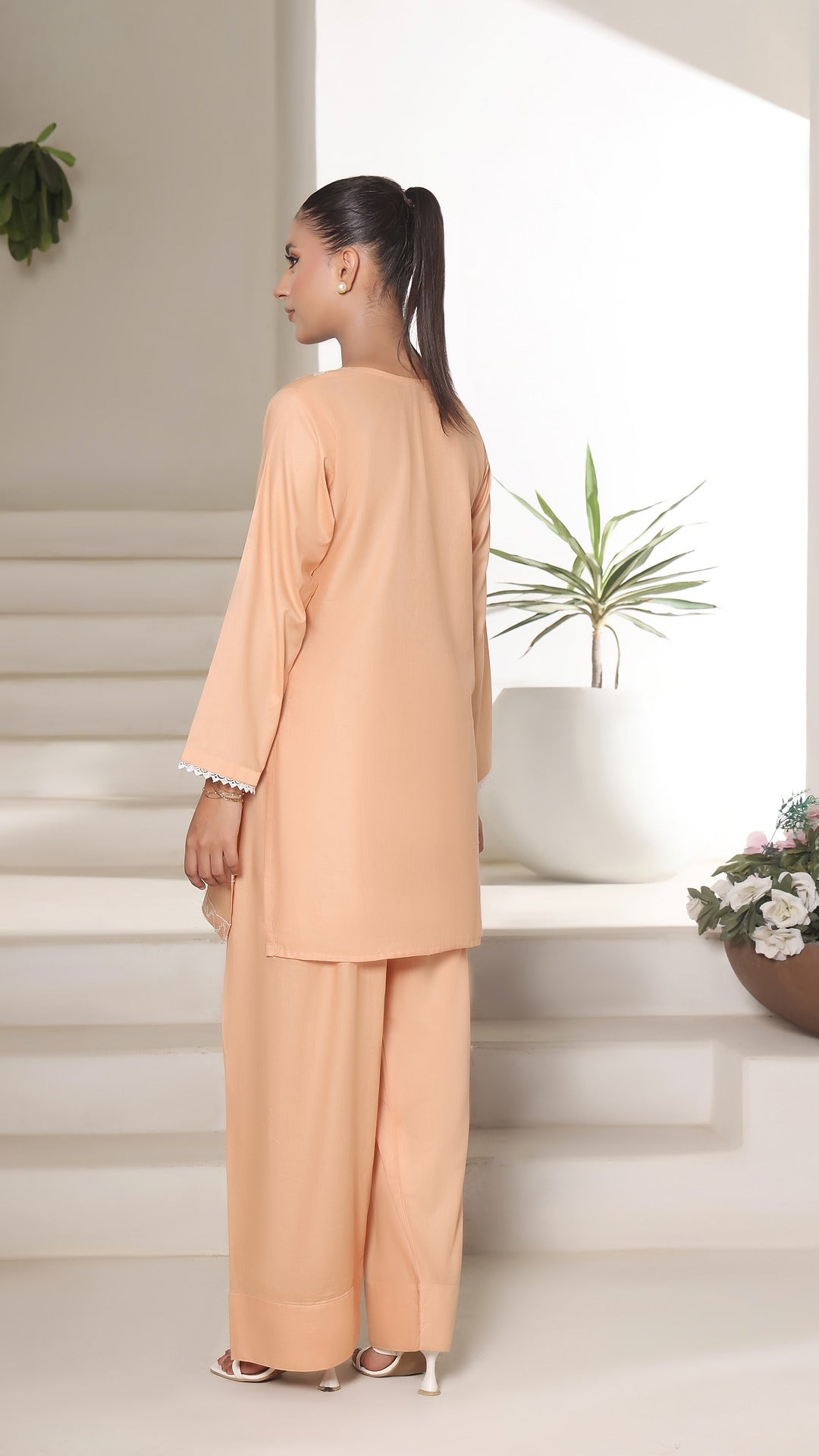 TWIN- 2PC COTTON COORD SET- PEACH