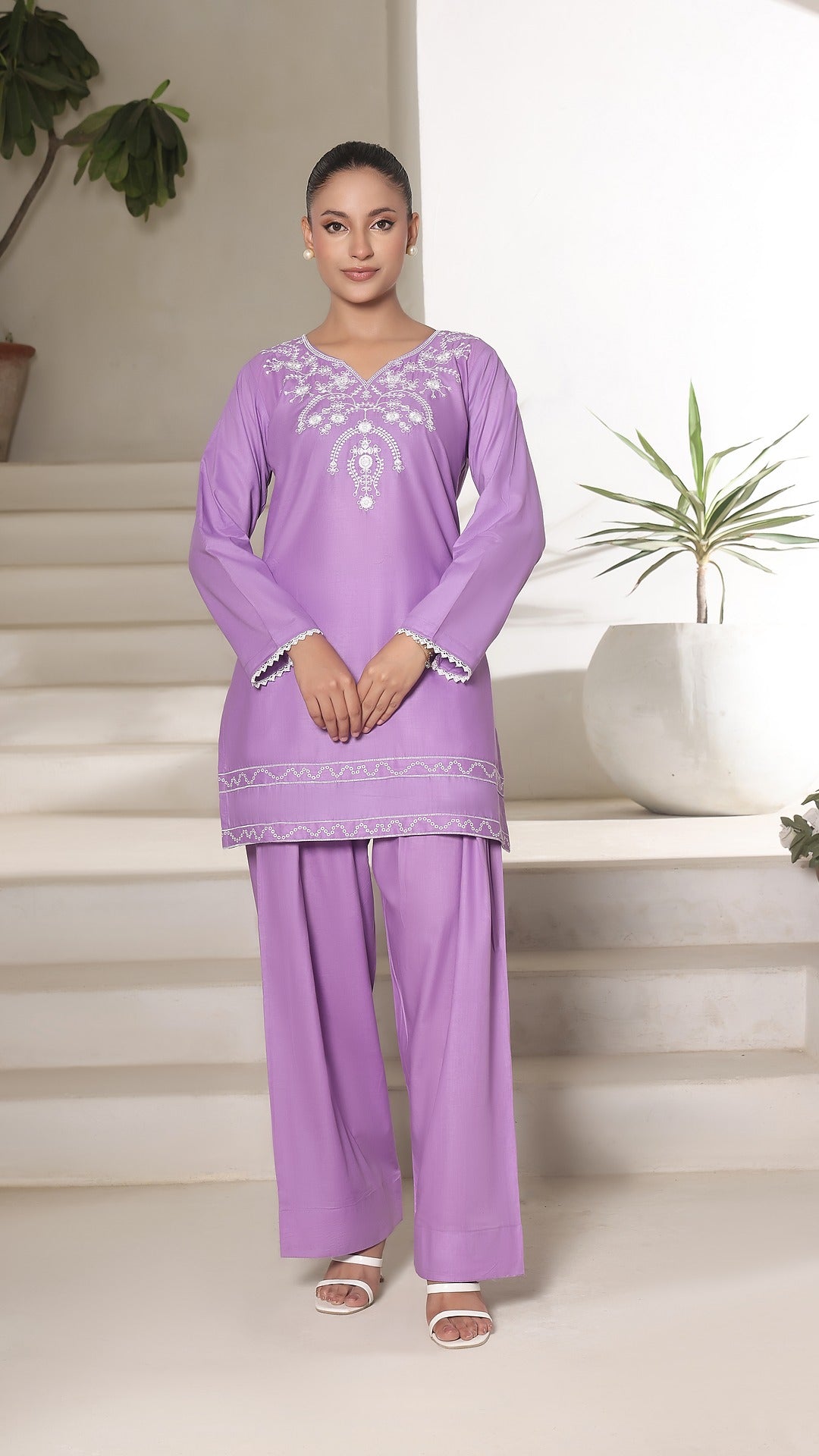 TWIN- 2PC COTTON COORD SET- LILAC