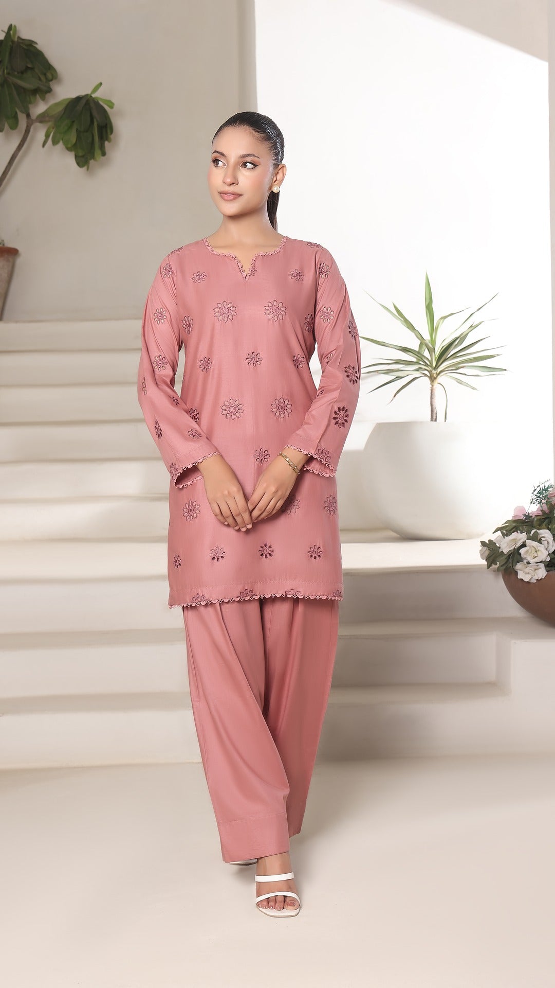 FLORA- 2PC COTTON COORD SET- TEA PINK