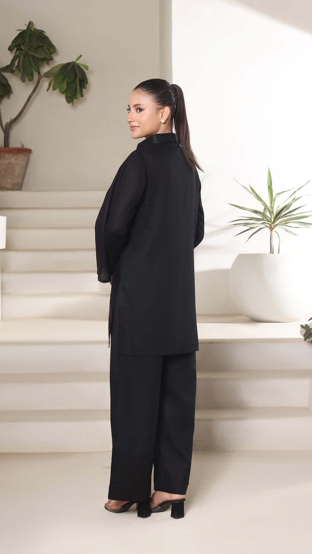 SOLACE- 2PC COTTON COORD SET- BLACK