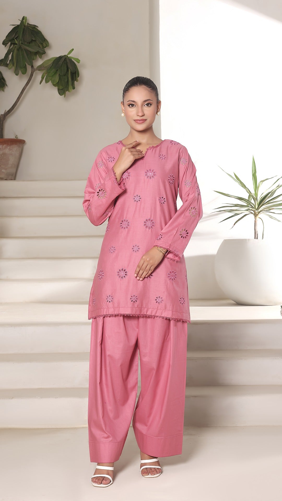 FLORA- 2PC COTTON COORD SET- ROSE