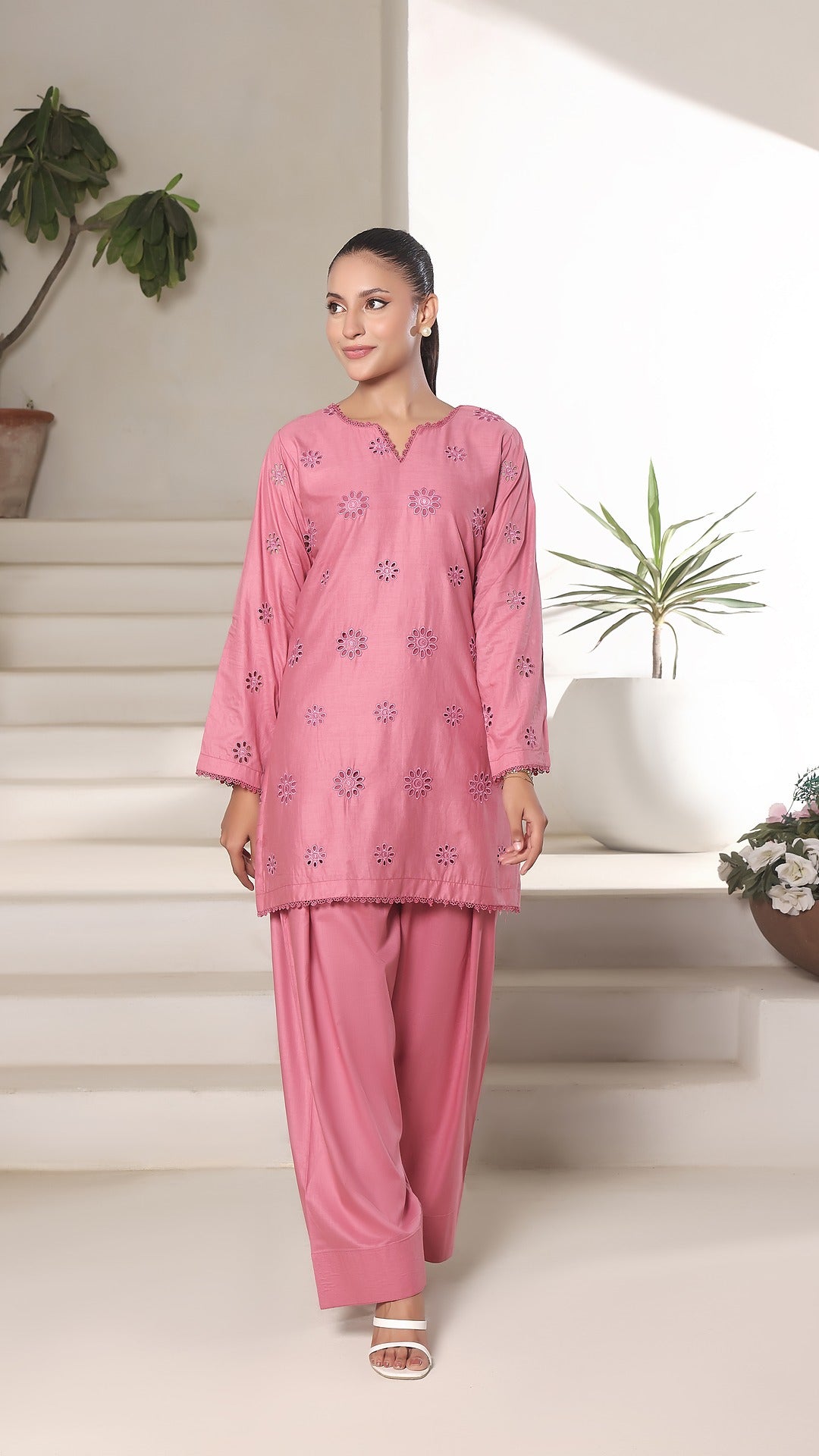 FLORA- 2PC COTTON COORD SET- ROSE