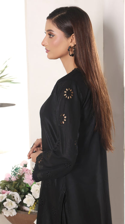 FLORA- 2PC COTTON COORD SET- BLACK