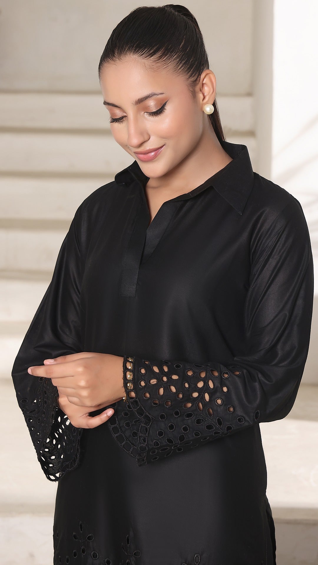 NURA- 2PC COTTON COORD SET- BLACK