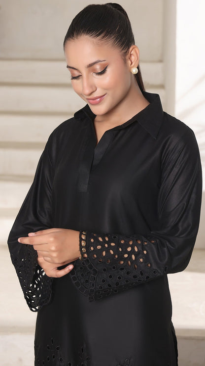 NURA- 2PC COTTON COORD SET- BLACK