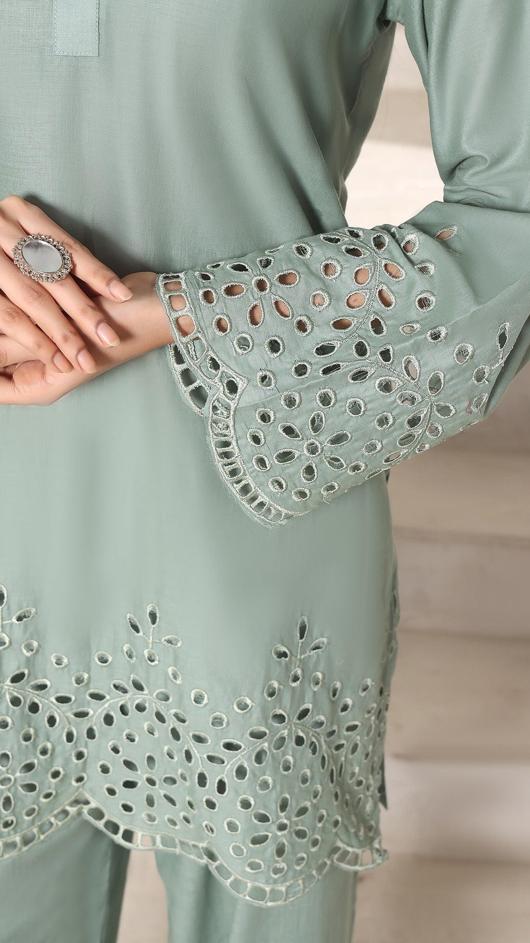 NURA - 2PC COTTON COORD SET- MINT