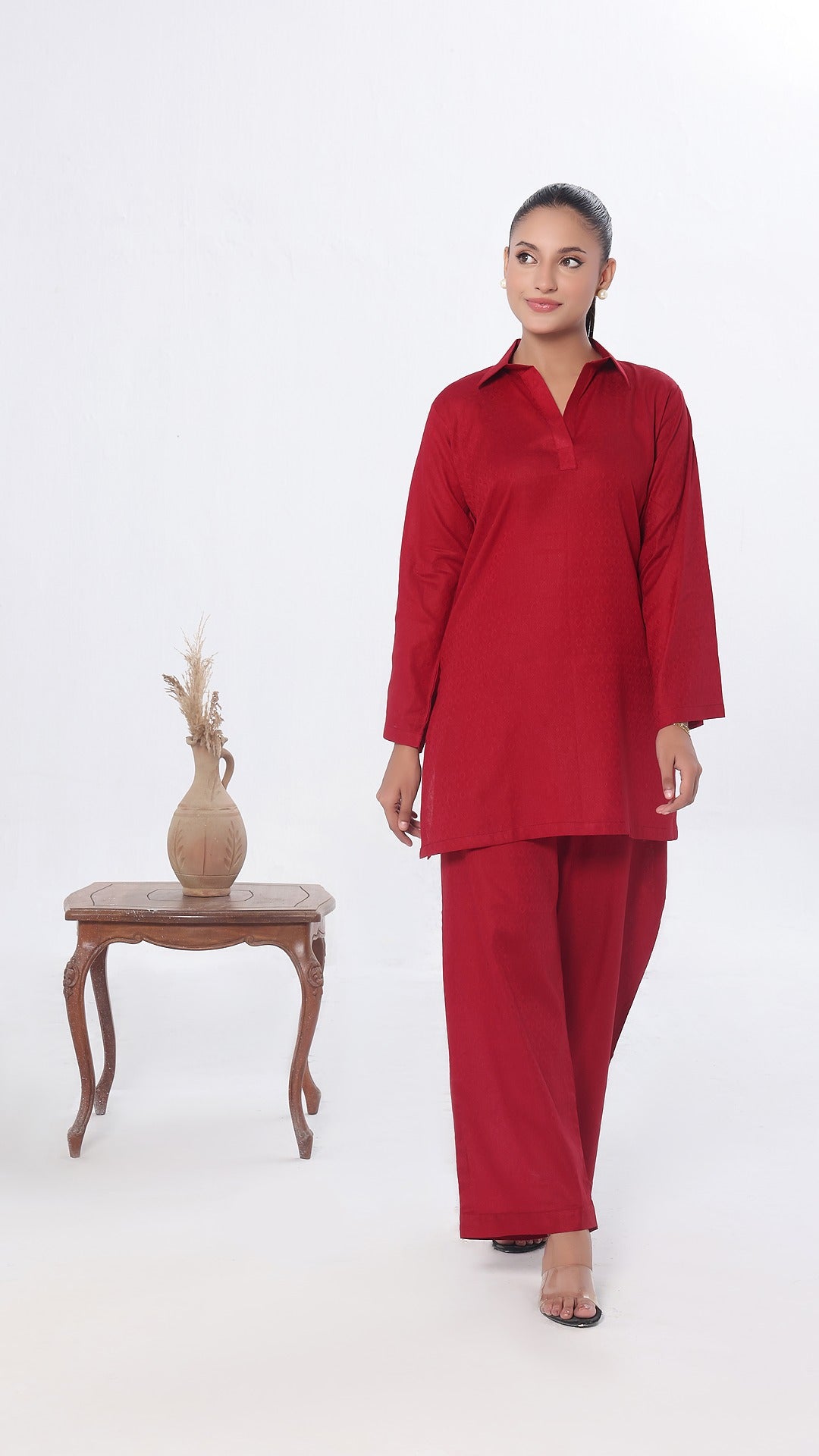 SOLACE- 2PC COTTON COORD SET- RED