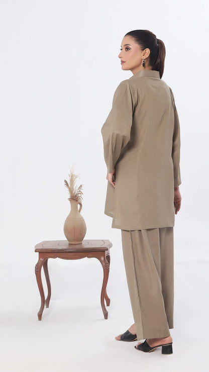 SOLACE- 2PC COTTON COORD SET- KHAKI