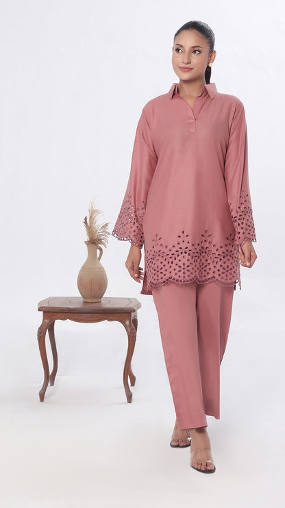 NURA- 2PC COTTON COORD SET- TEA PINK