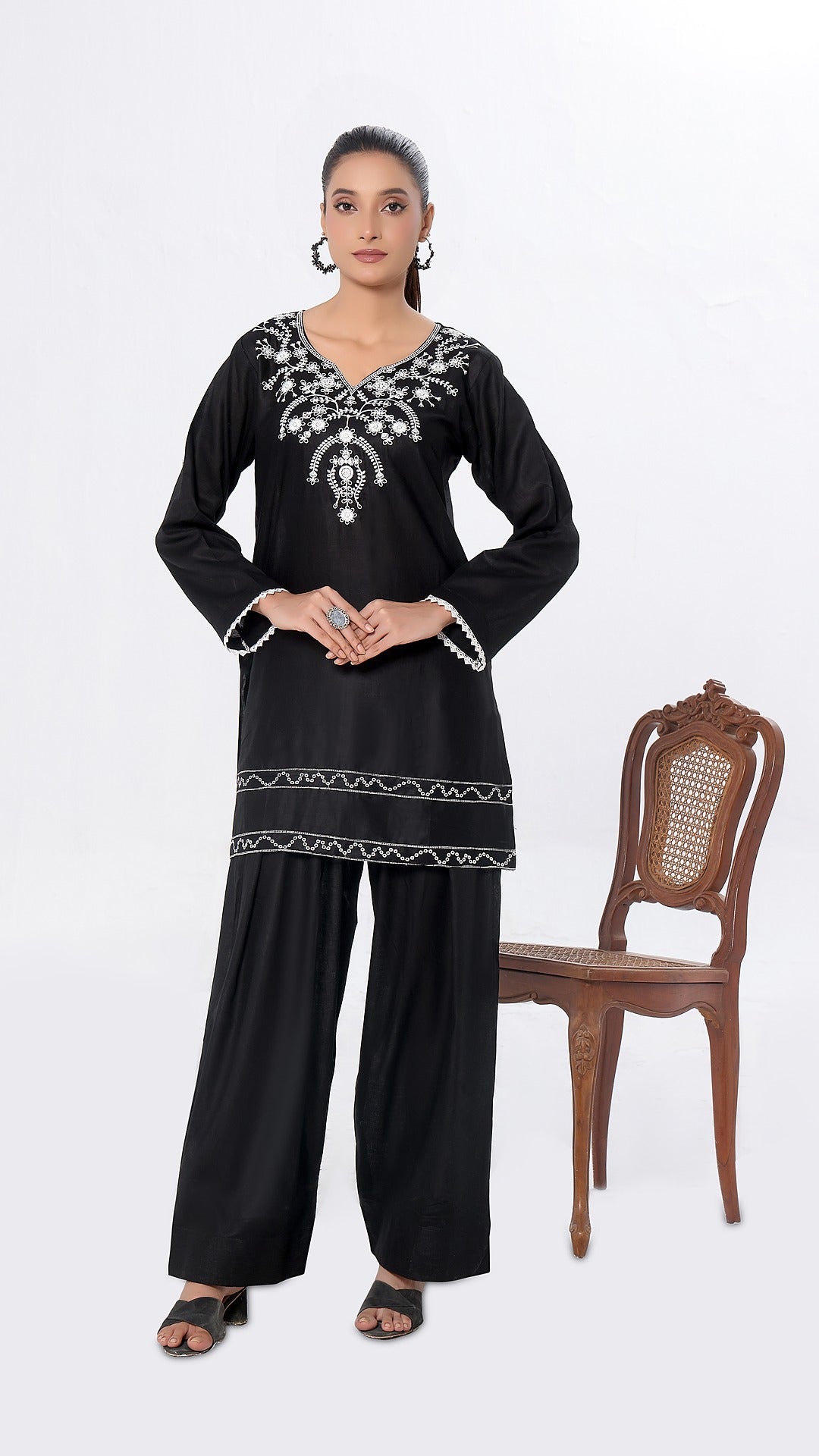 TWIN- 2PC COTTON COORD SET- BLACK